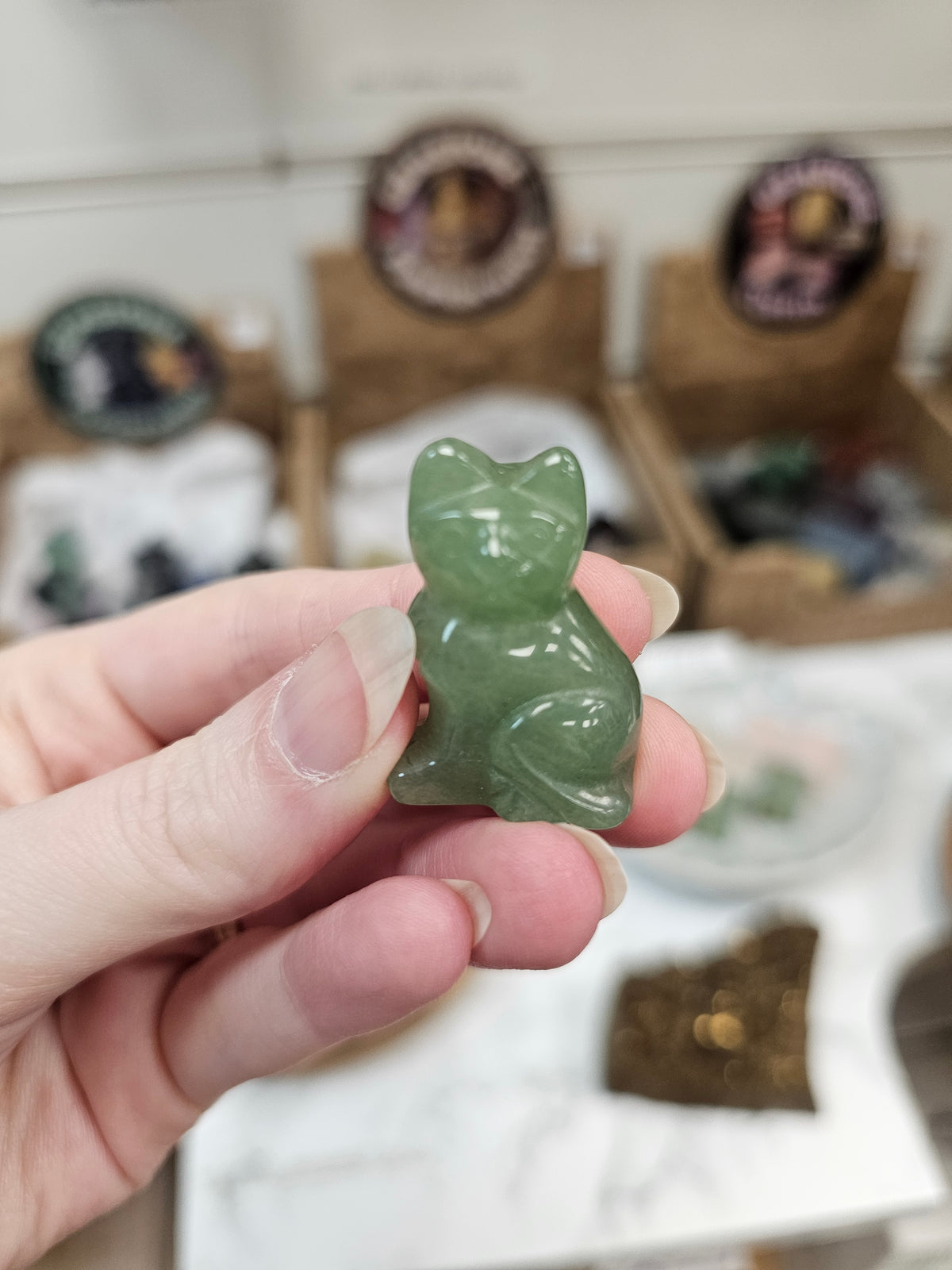 Aventurine Mini Cat Carving