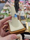 Blue Moonstone 925 Silver Crystal Ring - Size 7