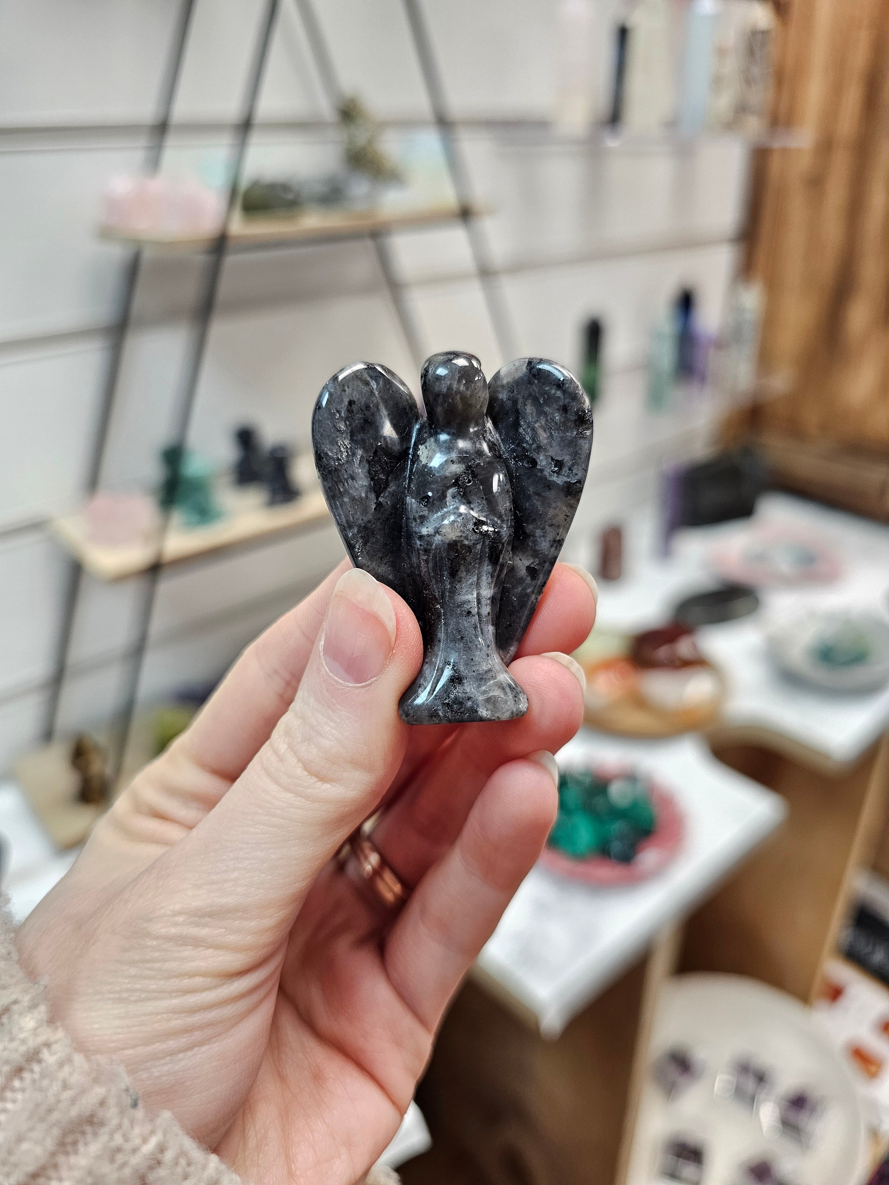 Larvikite Angel Crystal Carving