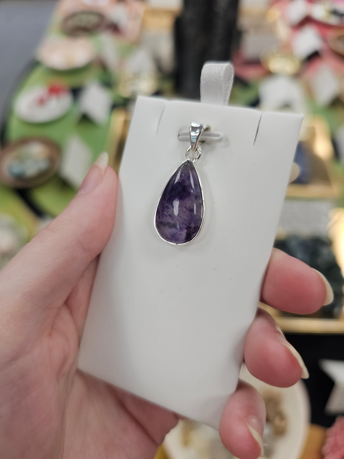 Blue John 925 Silver Crystal Pendant