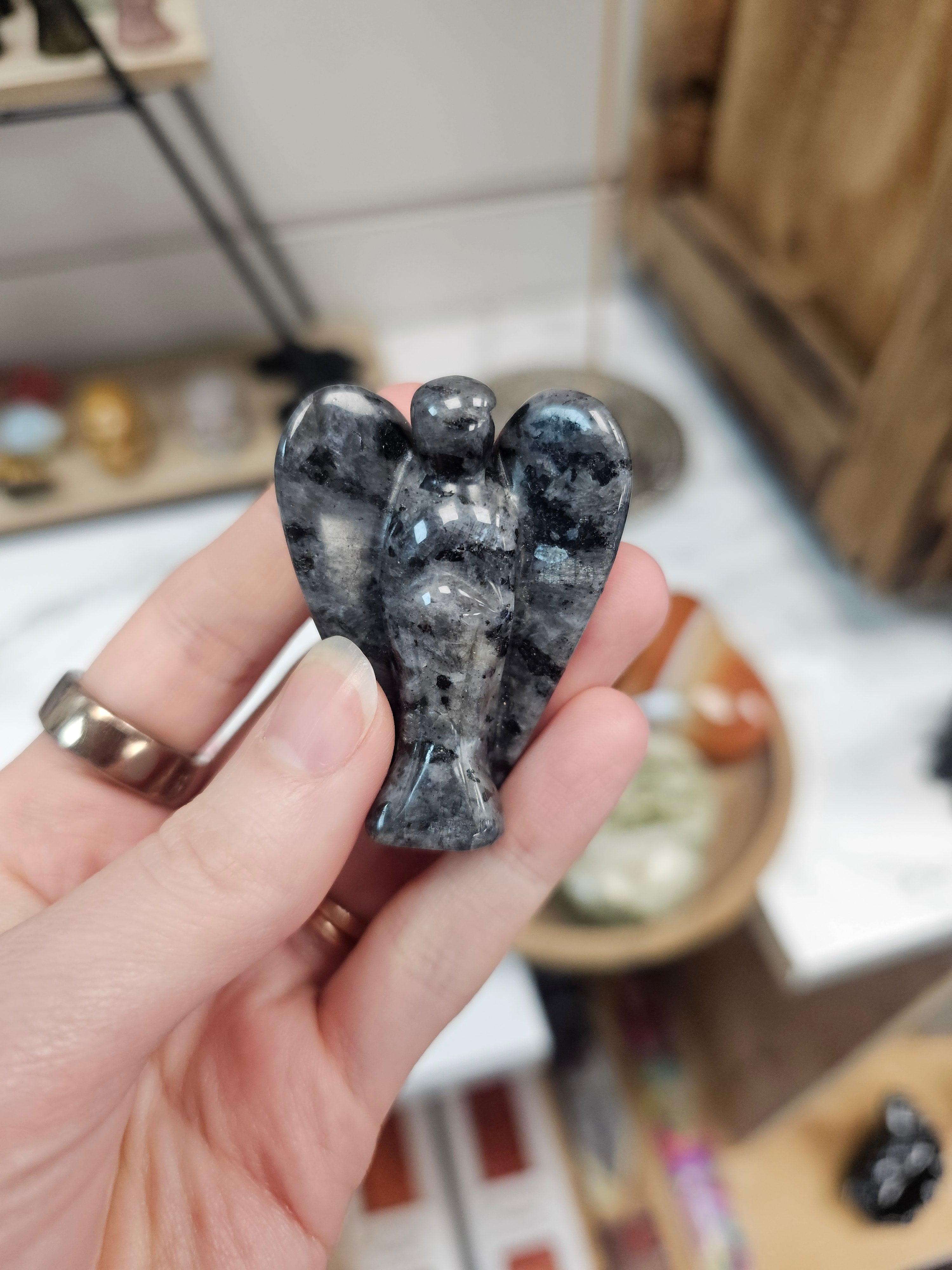 Larvikite Angel Crystal Carving
