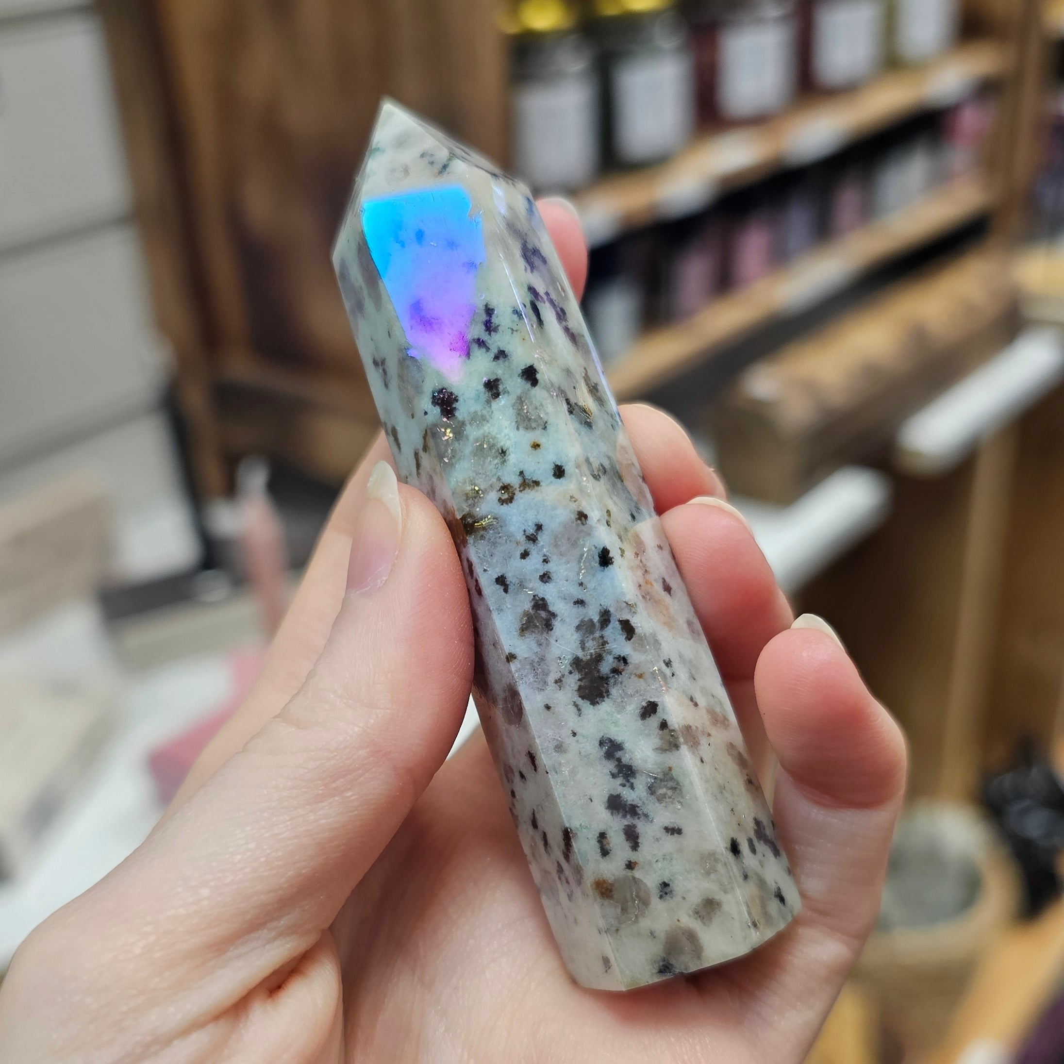 Kiwi Jasper Aura Crystal Tower