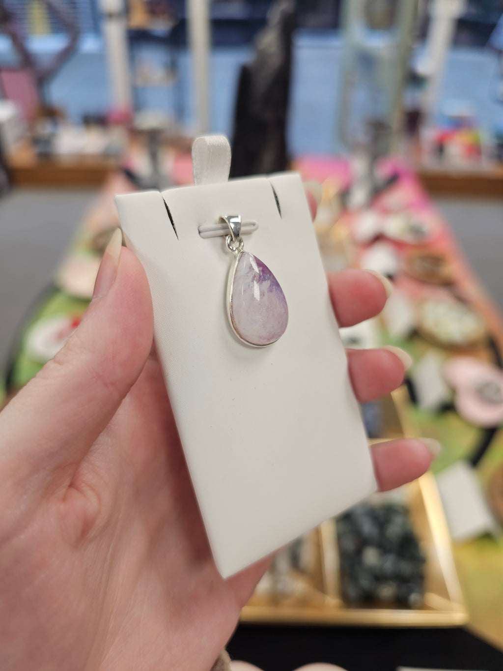 Pink Moonstone 925 Silver Crystal Pendant