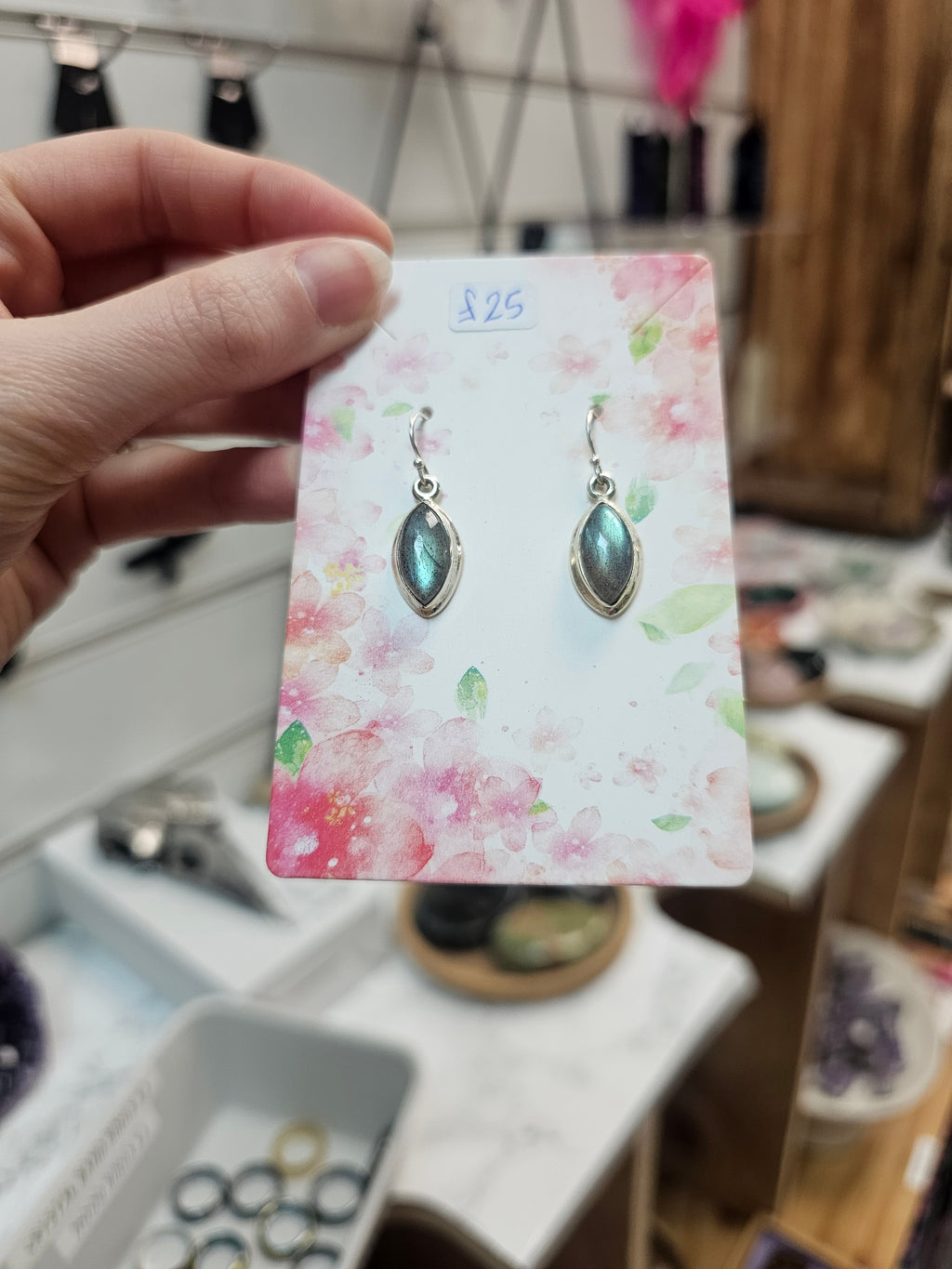 Labradorite Crystal 925 Silver Earings