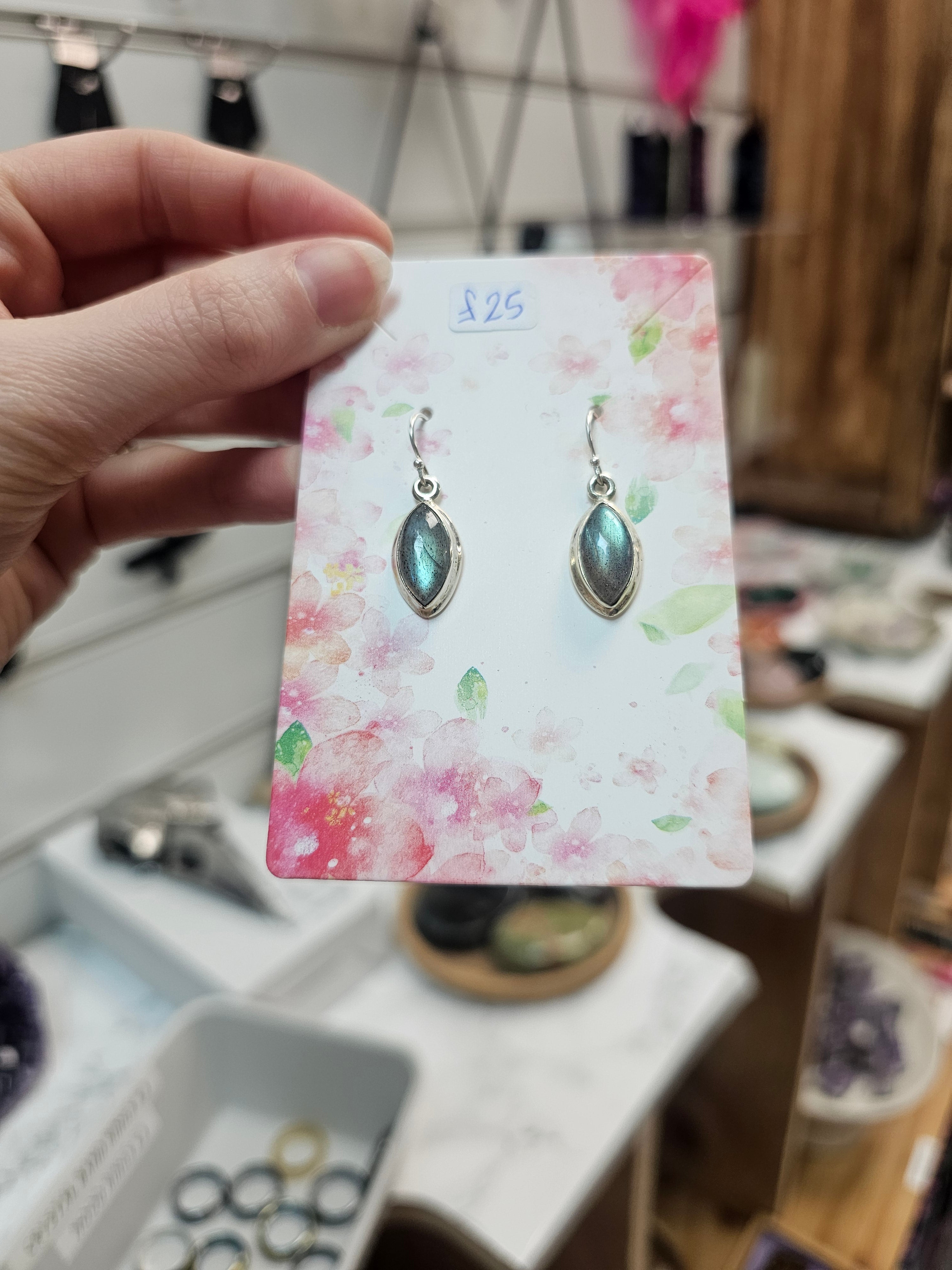 Labradorite Crystal 925 Silver Earings