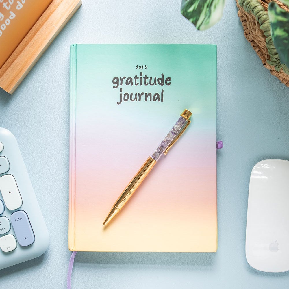 Daily Pastel Gratitude Journal With Crystal Pen