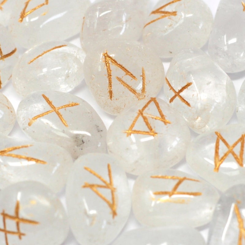 Rune Stones Crystal Set & Pouch - Clear Quartz