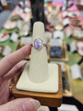 Pink Moonstone 925 Silver Crystal Ring - Size 6