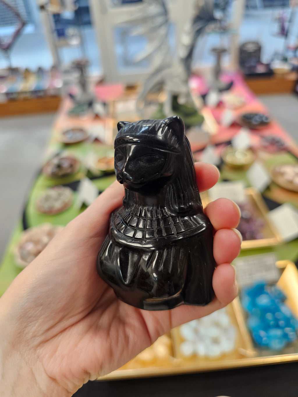 Bastet Obsidian Crystal Carving