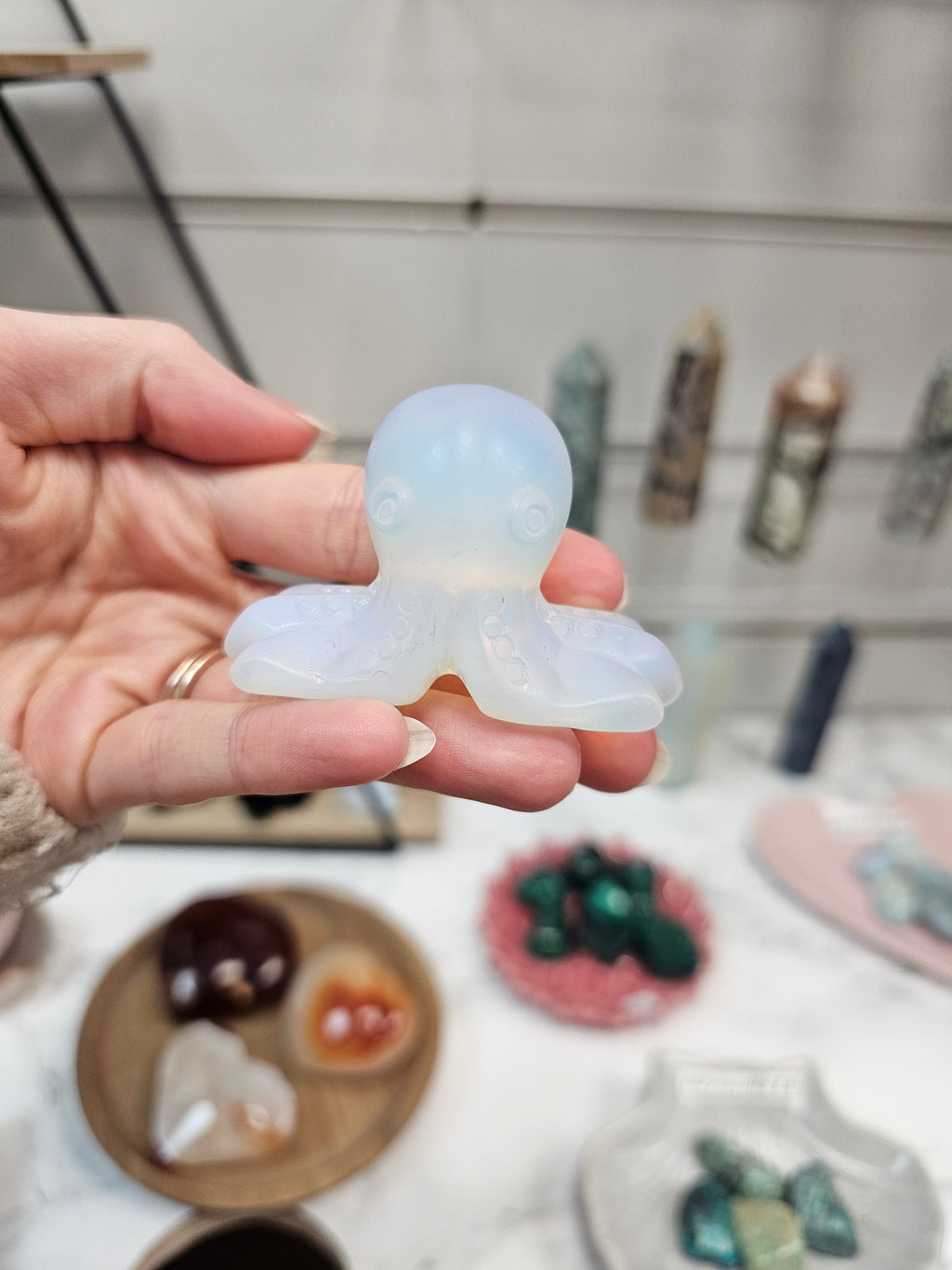 Opalite Octopus Crystal Carving