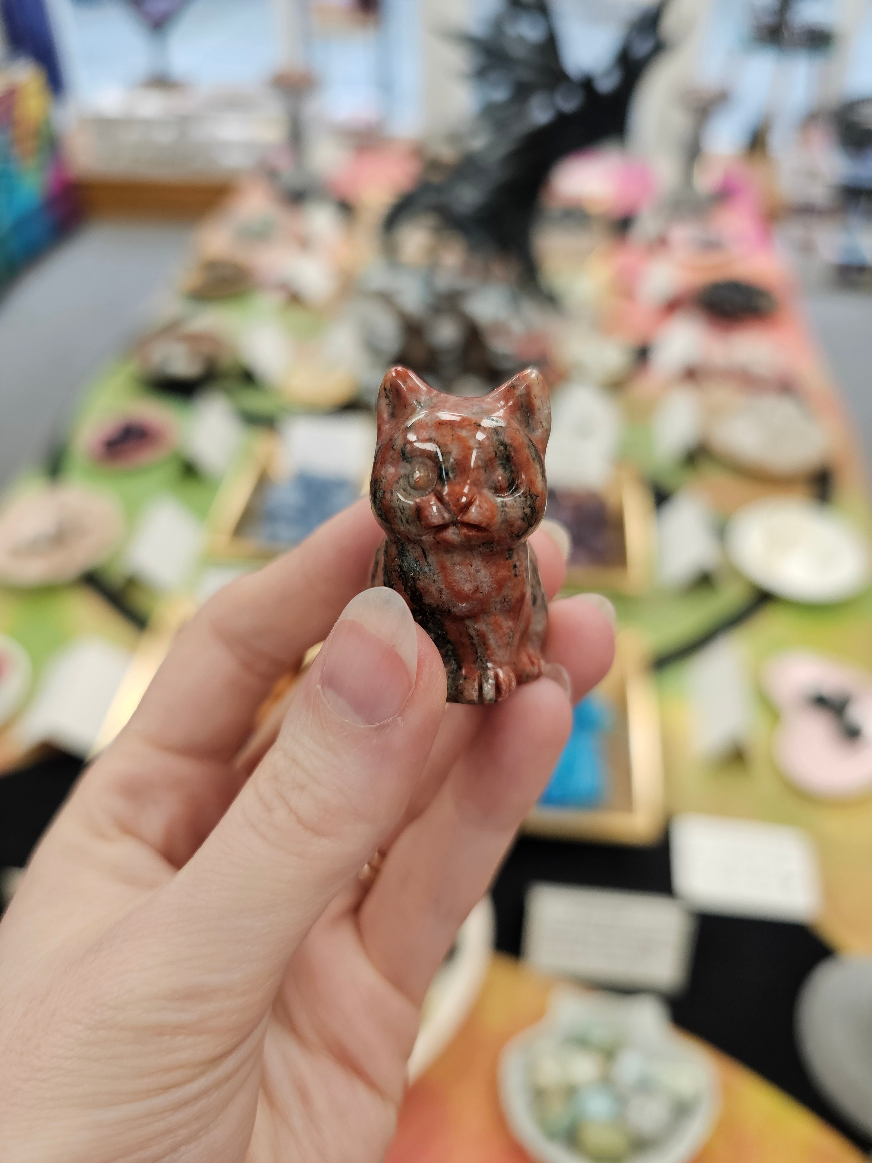 Poppy Jasper Cat Carving Carving