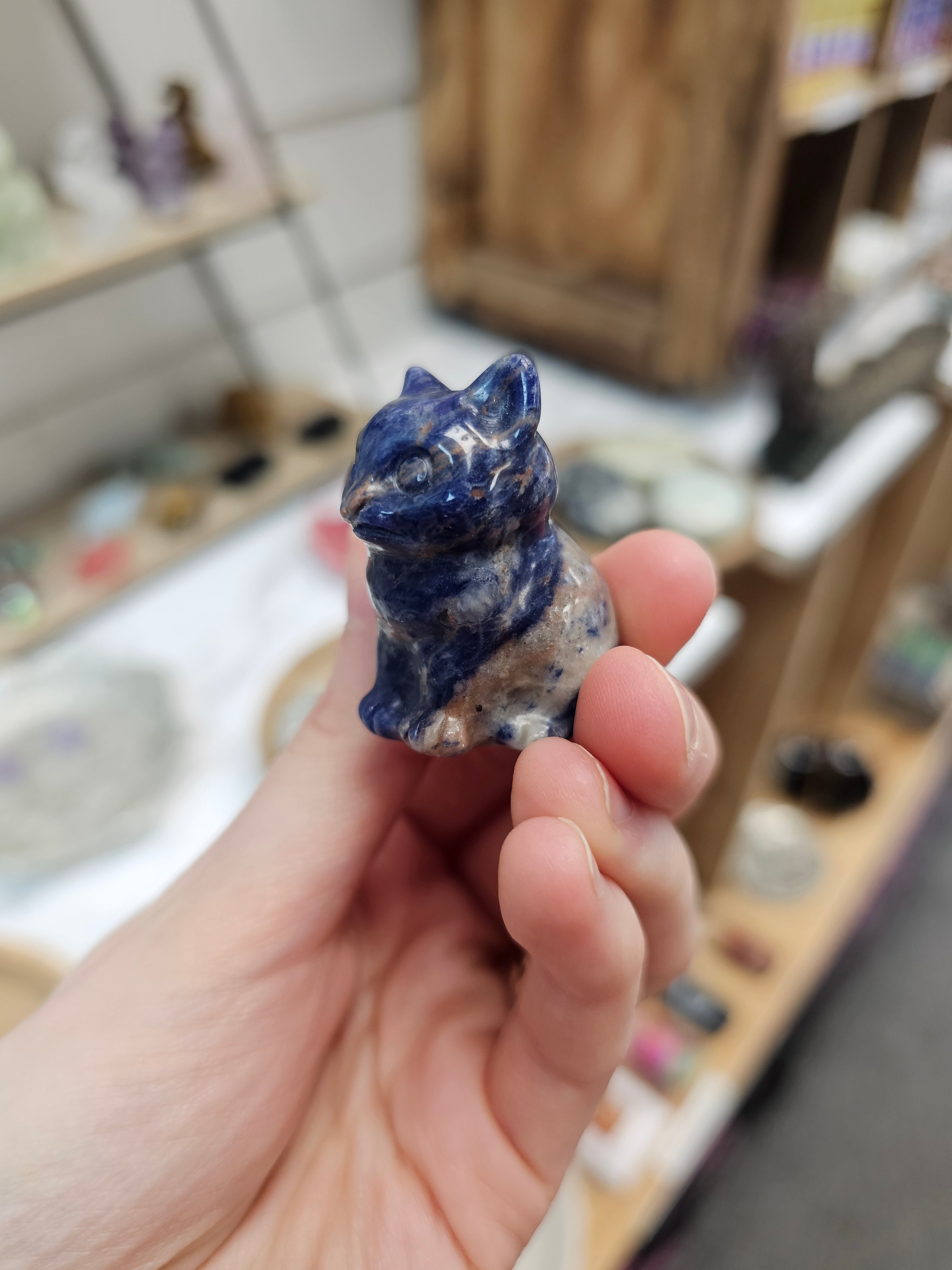Sodalite Crystal Cat Carving
