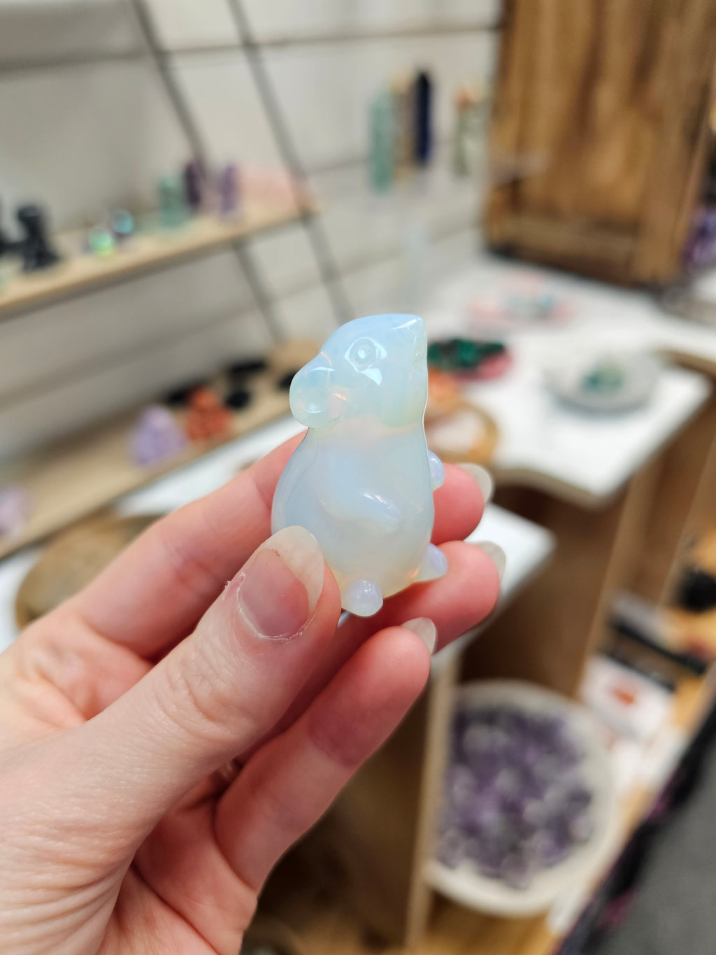 Opalite Mouse Crystal Carving