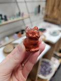 Red Jasper Crystal Cat Carving