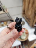 Obsidian Cat Crystal Carving