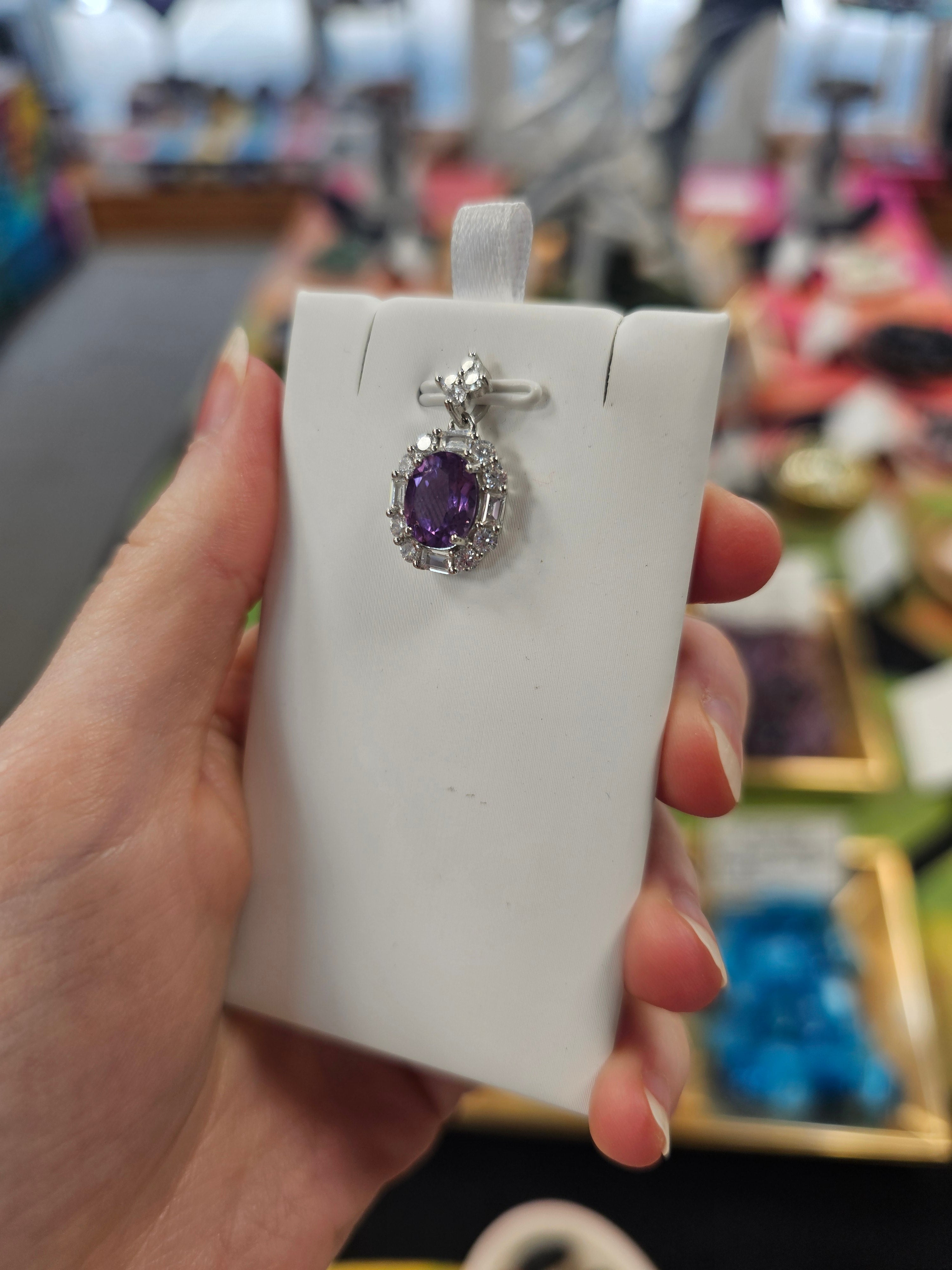 Amethyst Crystal 925 Silver Pendant