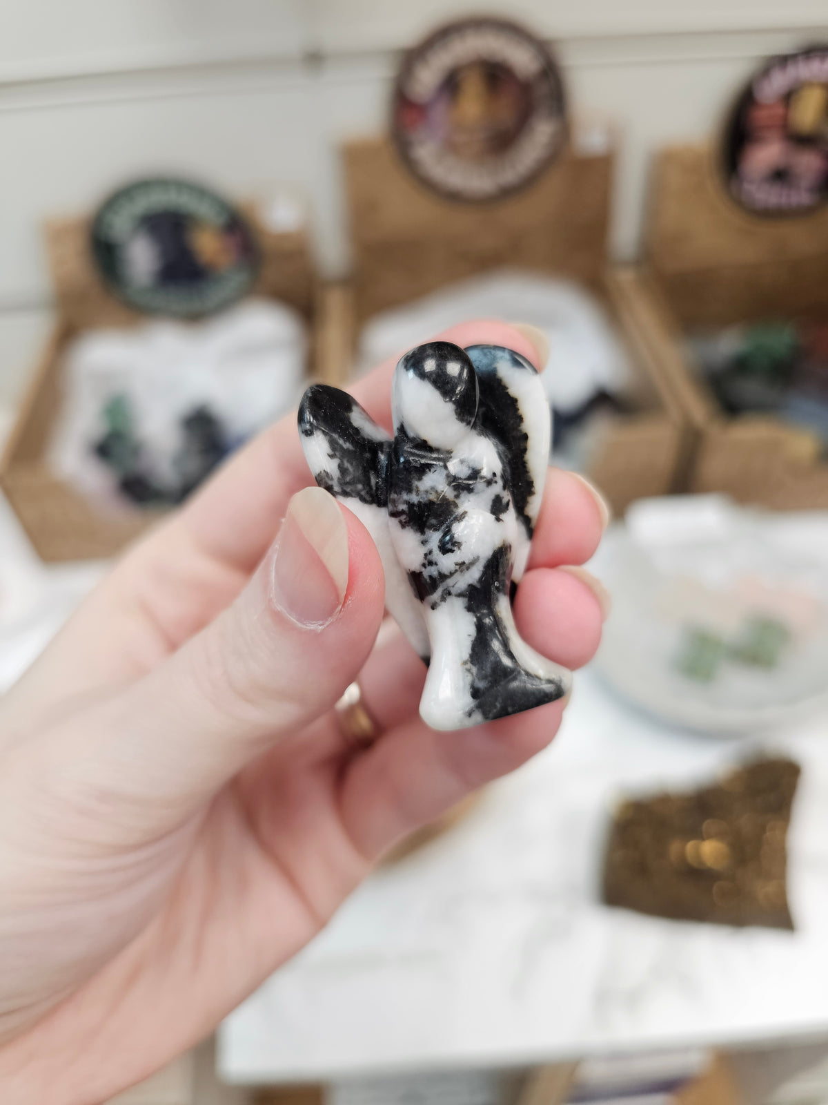 Zebra Jasper Crystal Angel Carving