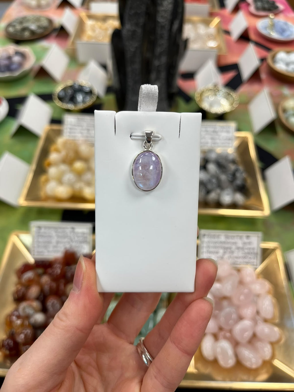 Pink Moonstone 925 Silver Crystal Pendant