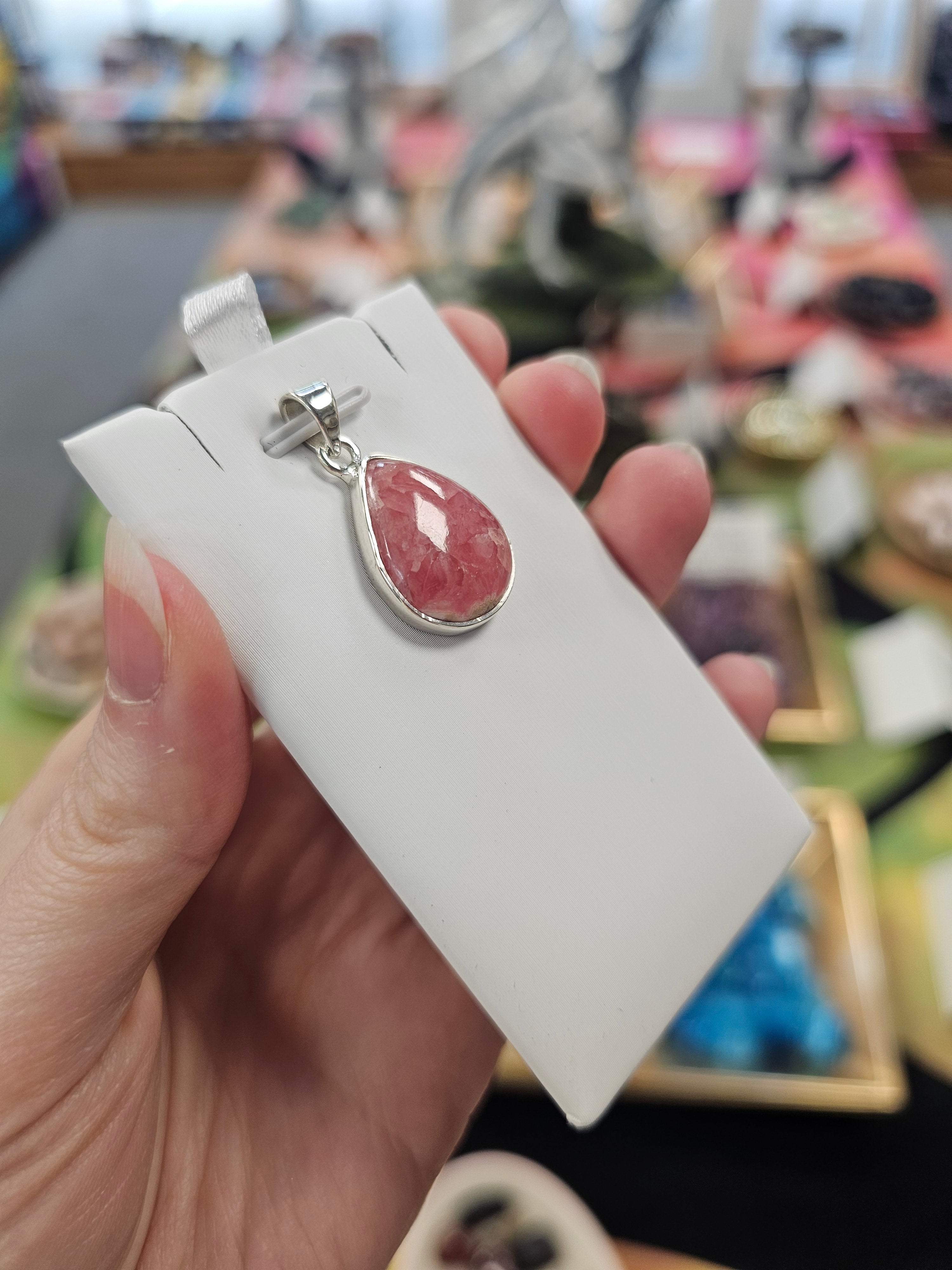 Rhodochrosite Crystal 925 Silver Tumblestone