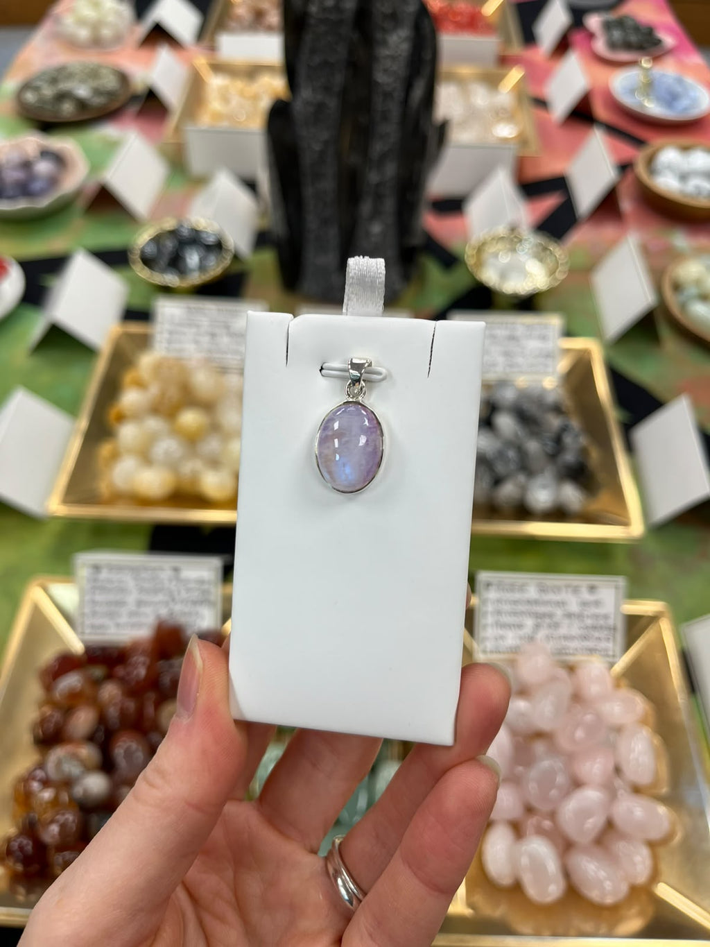 Pink Moonstone 925 Silver Crystal Pendant