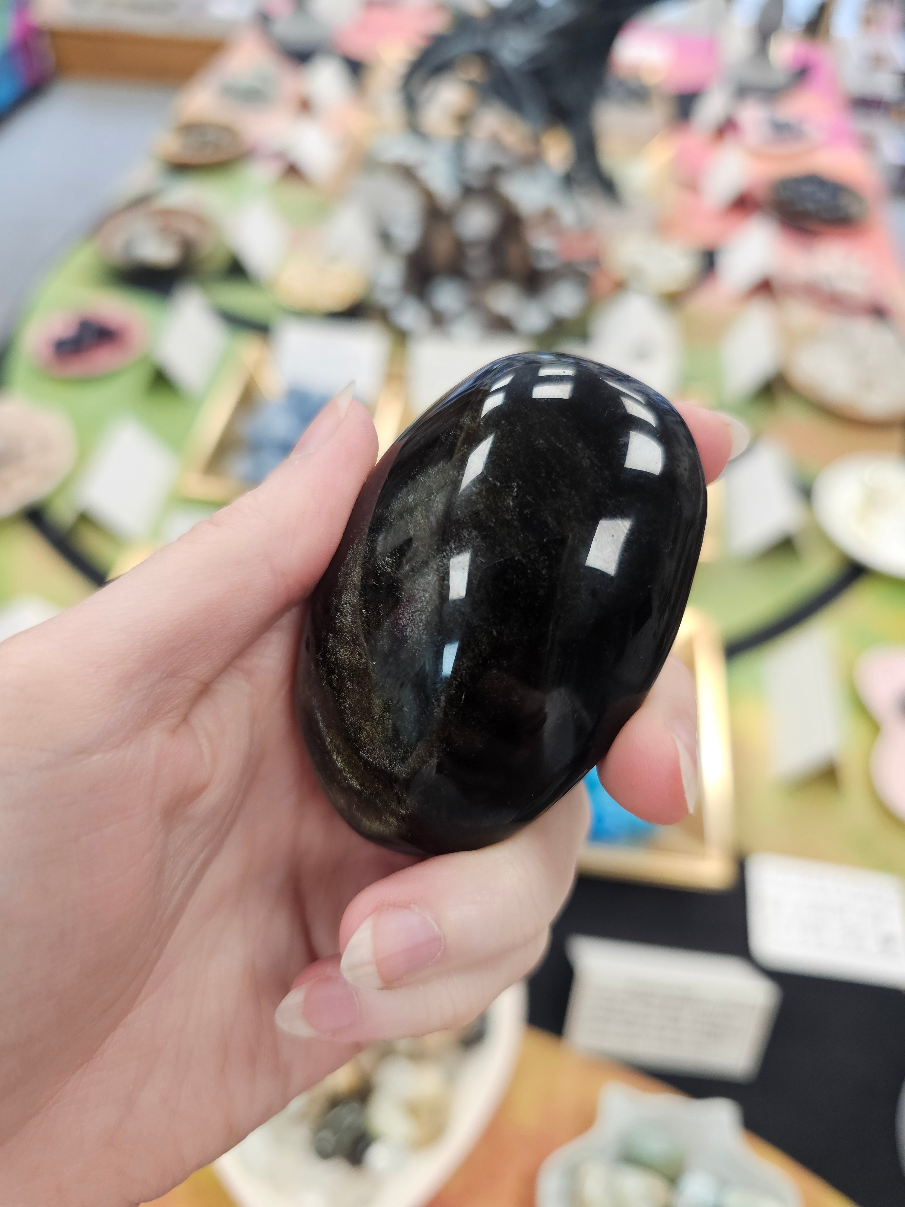 Gold Sheen Obsidian Crystal Palm stone