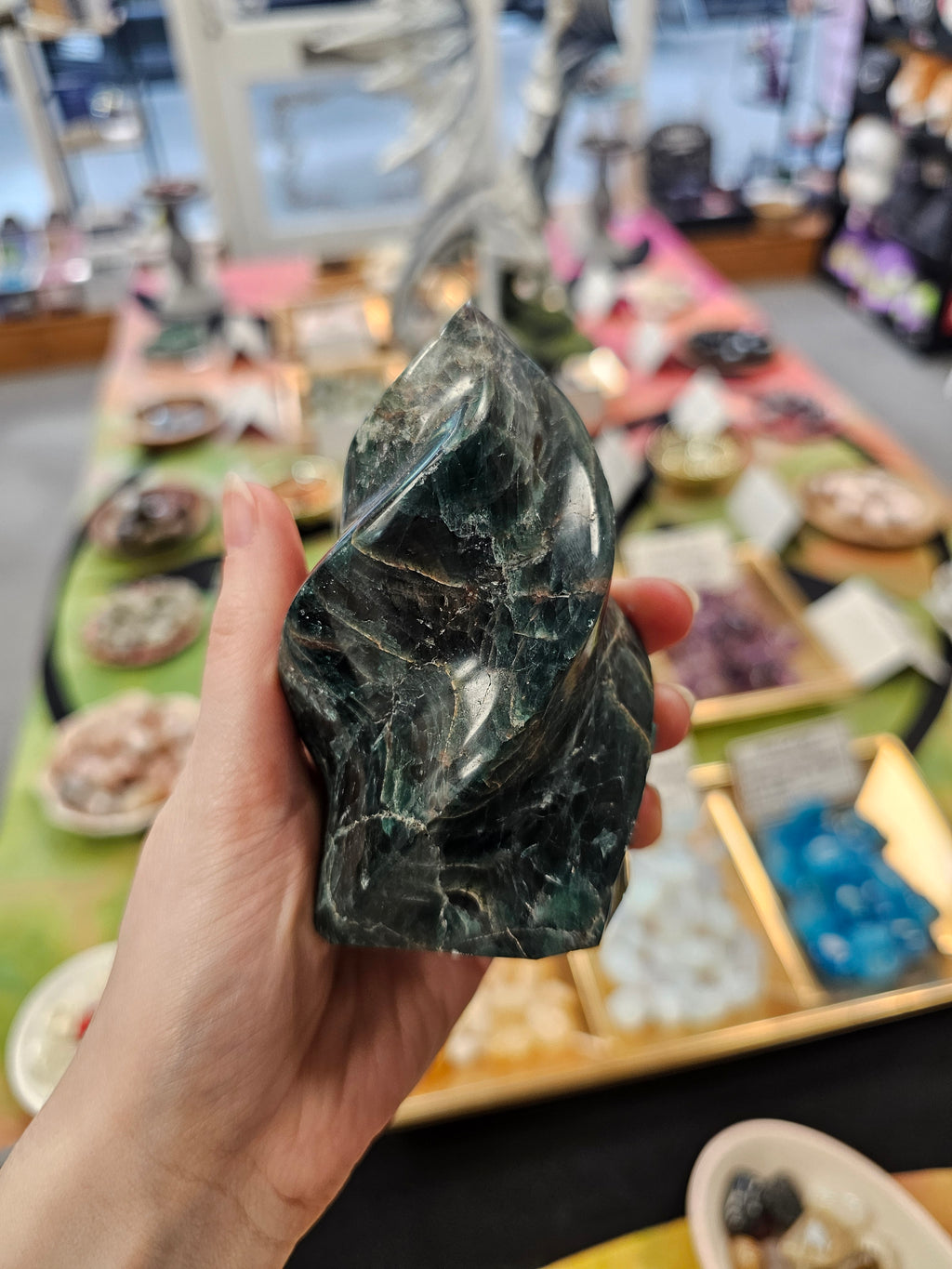 Green Apatite Crystal Flame