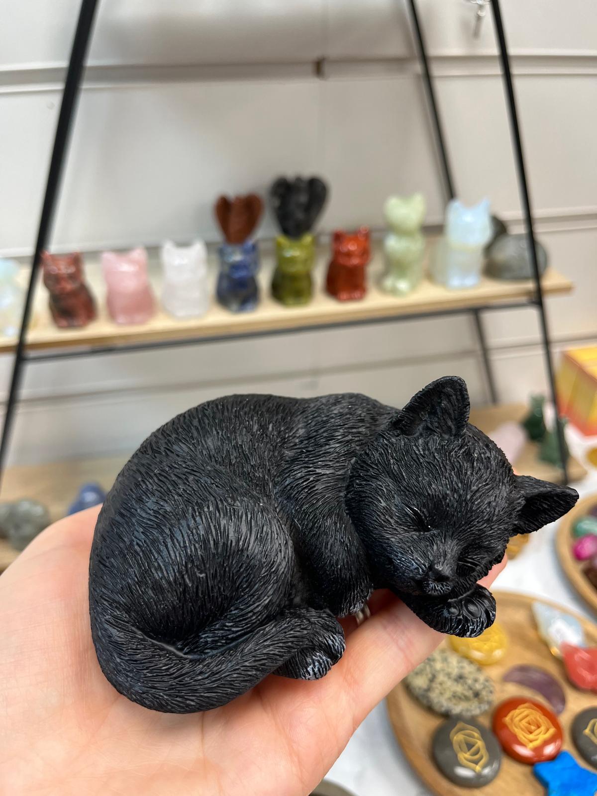 Black Sleepy Cat Ornament