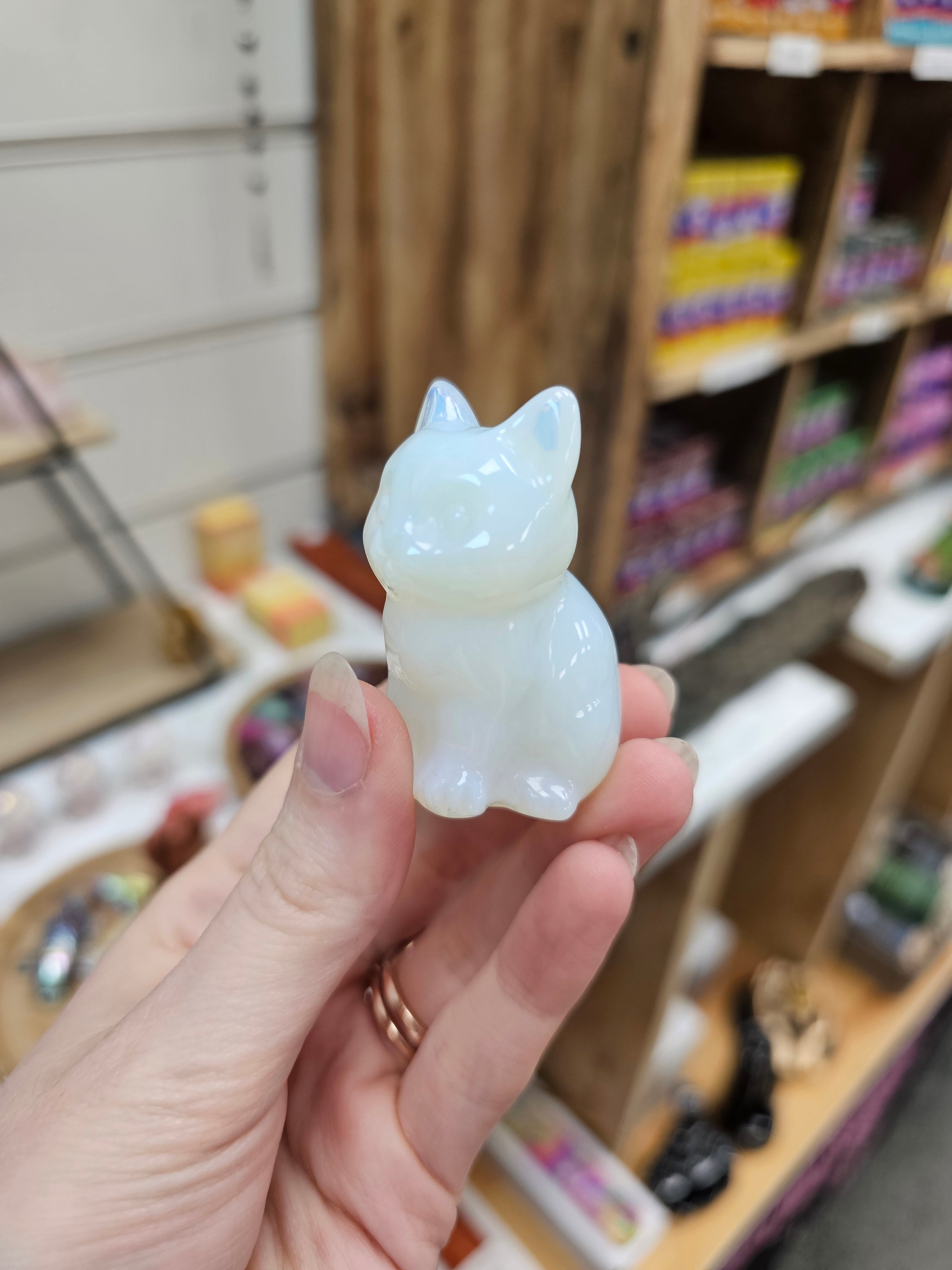Opalite Cat Crystal Carving