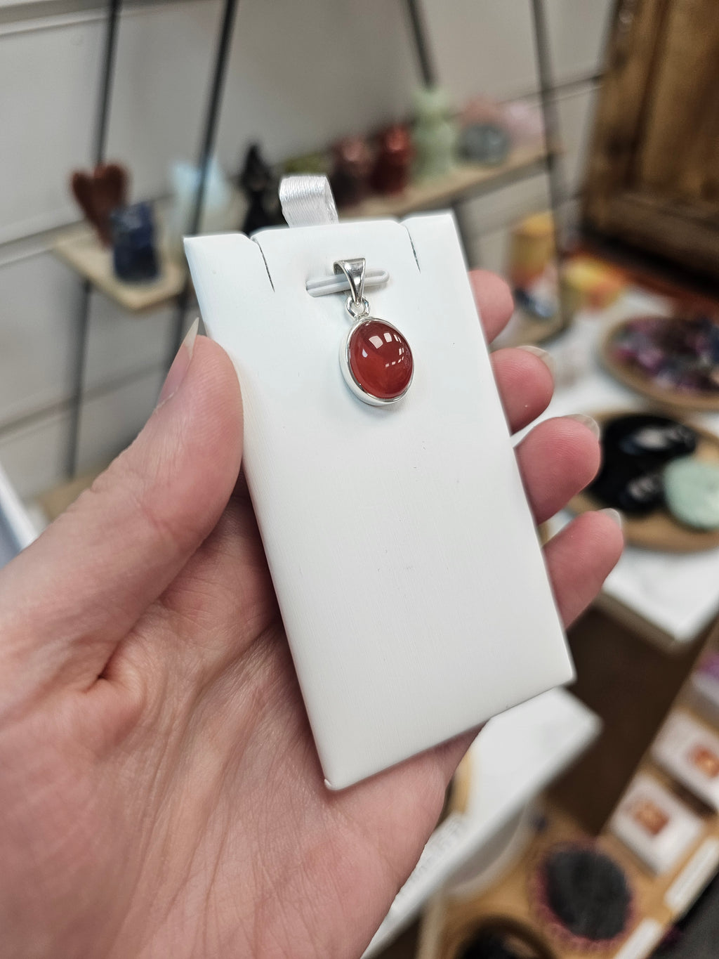 Carnelian Crystal Pendant 925 Silver