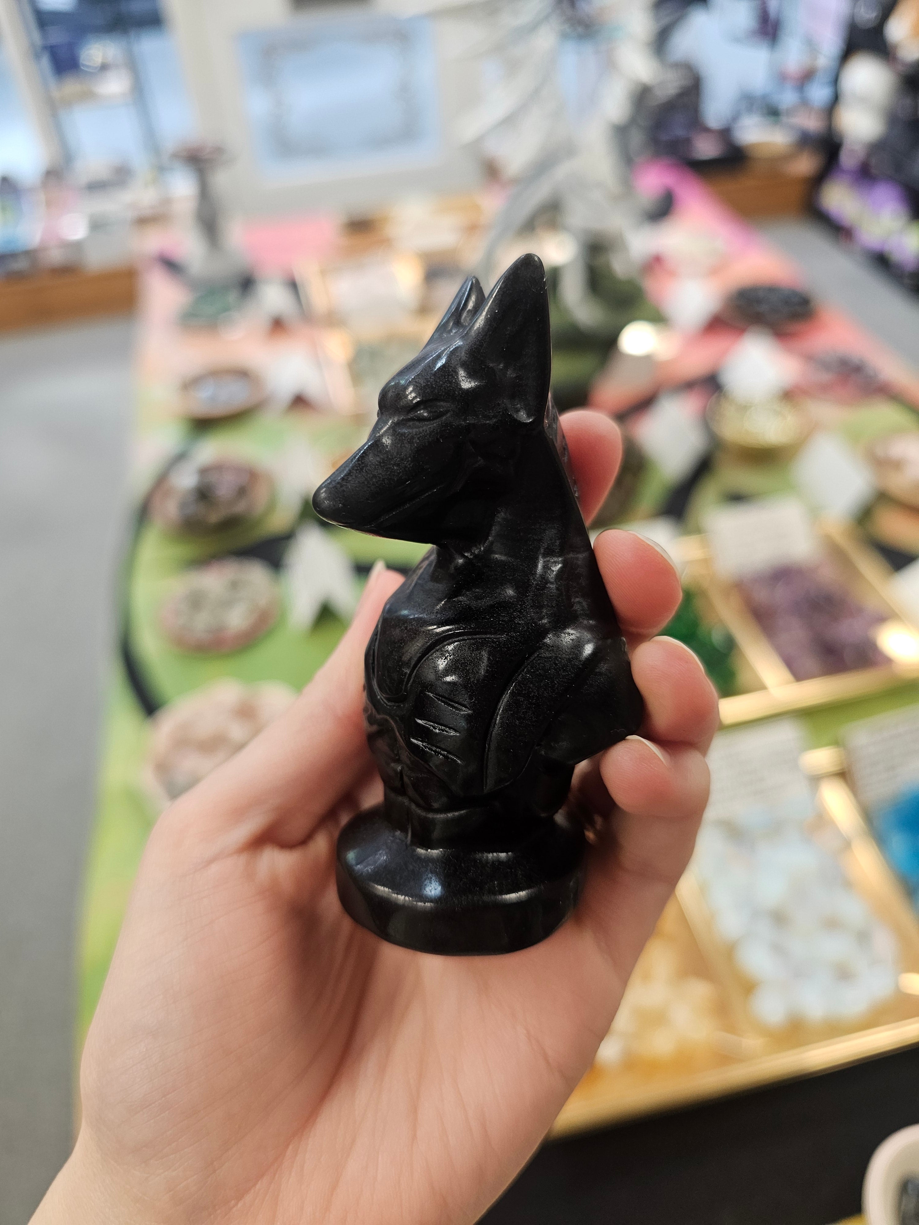 Annubis Obsidian Crystal Carving