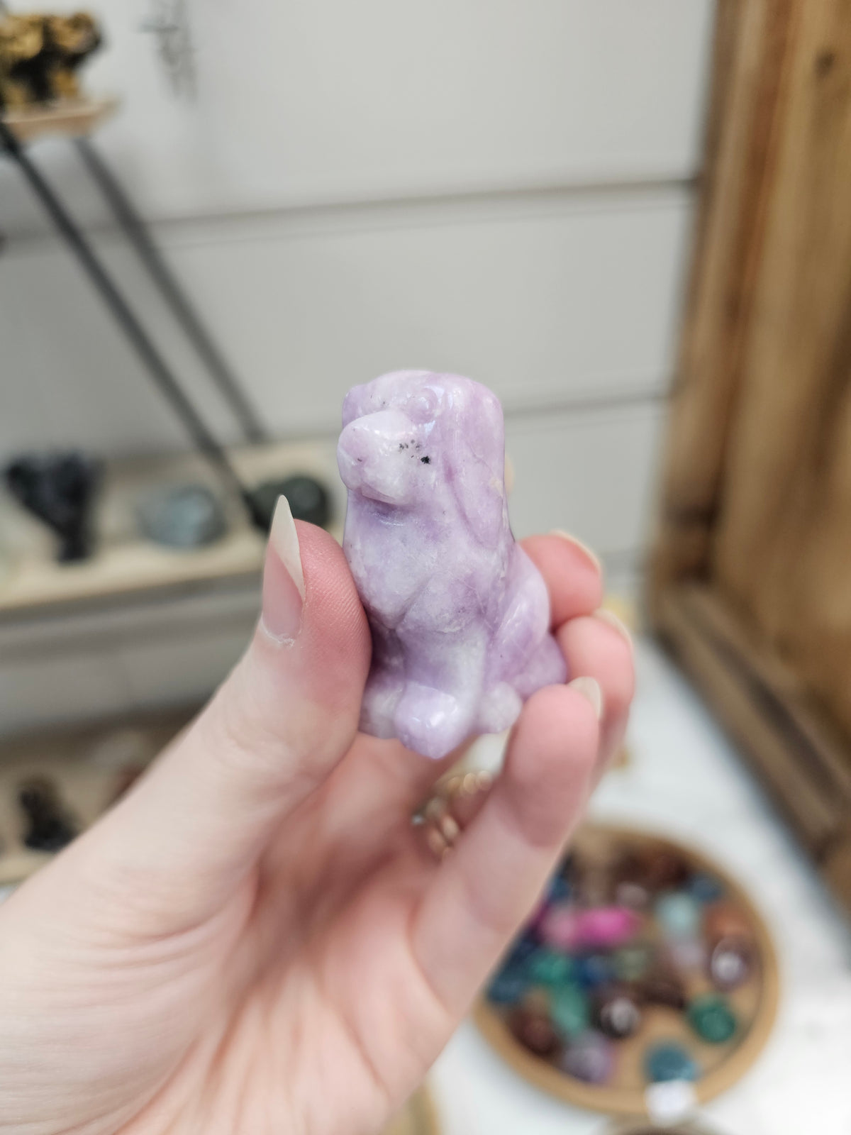 Lepidolite Crystal Dog Carving