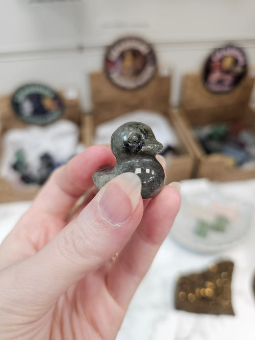 Labradorite Duck Crystal Carving