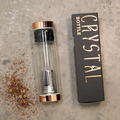 Crystal Glass Tea Infuser Bottle - Rose Gold - Amethyst
