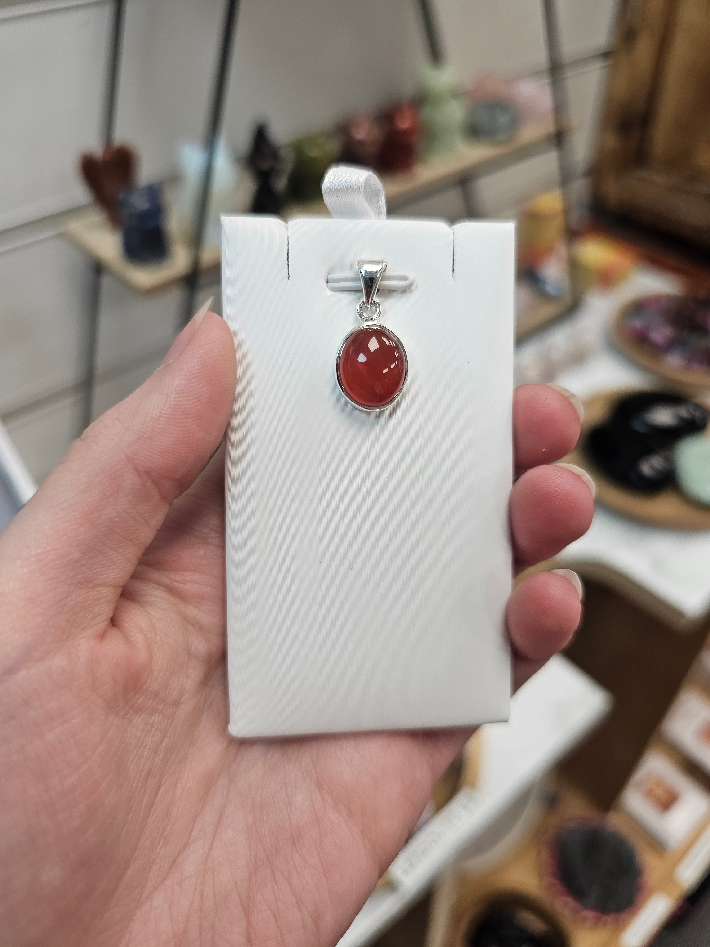Carnelian Crystal Pendant 925 Silver