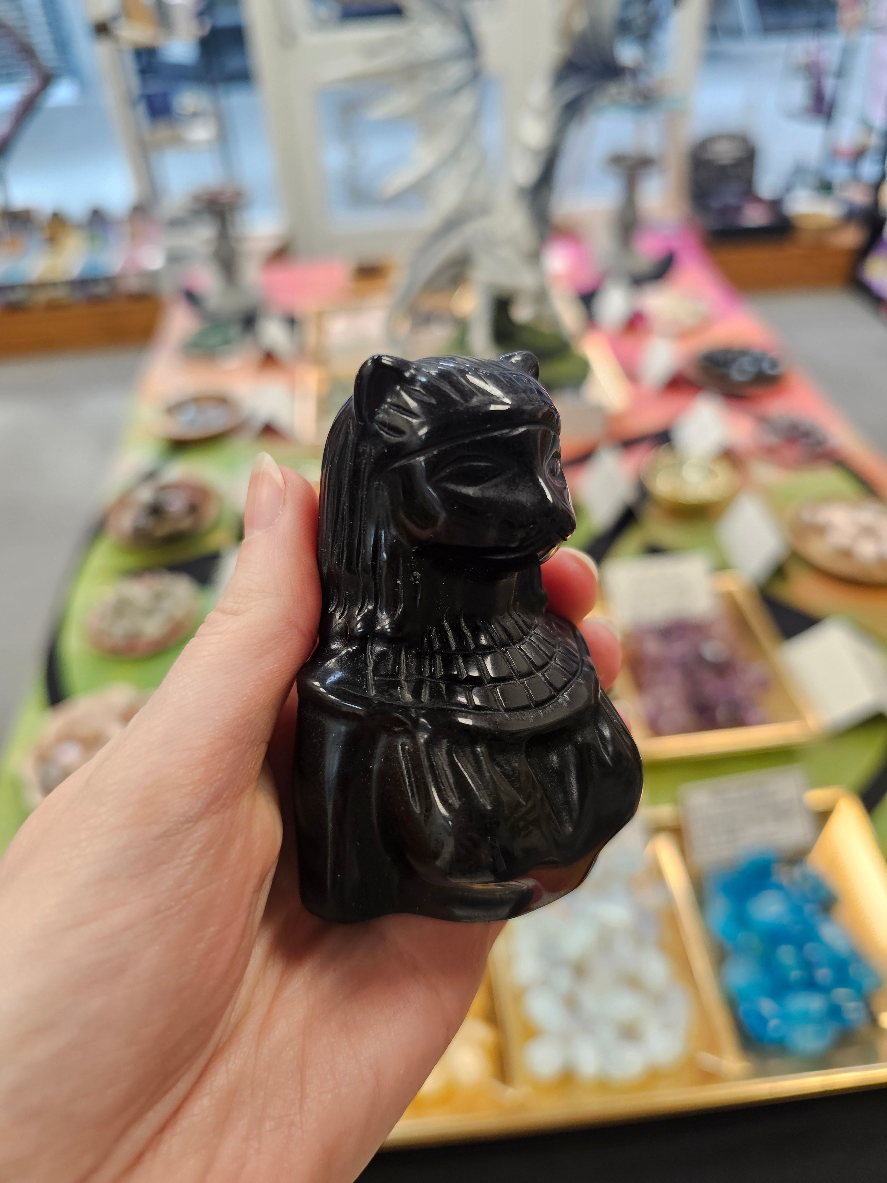 Bastet Obsidian Crystal Carving