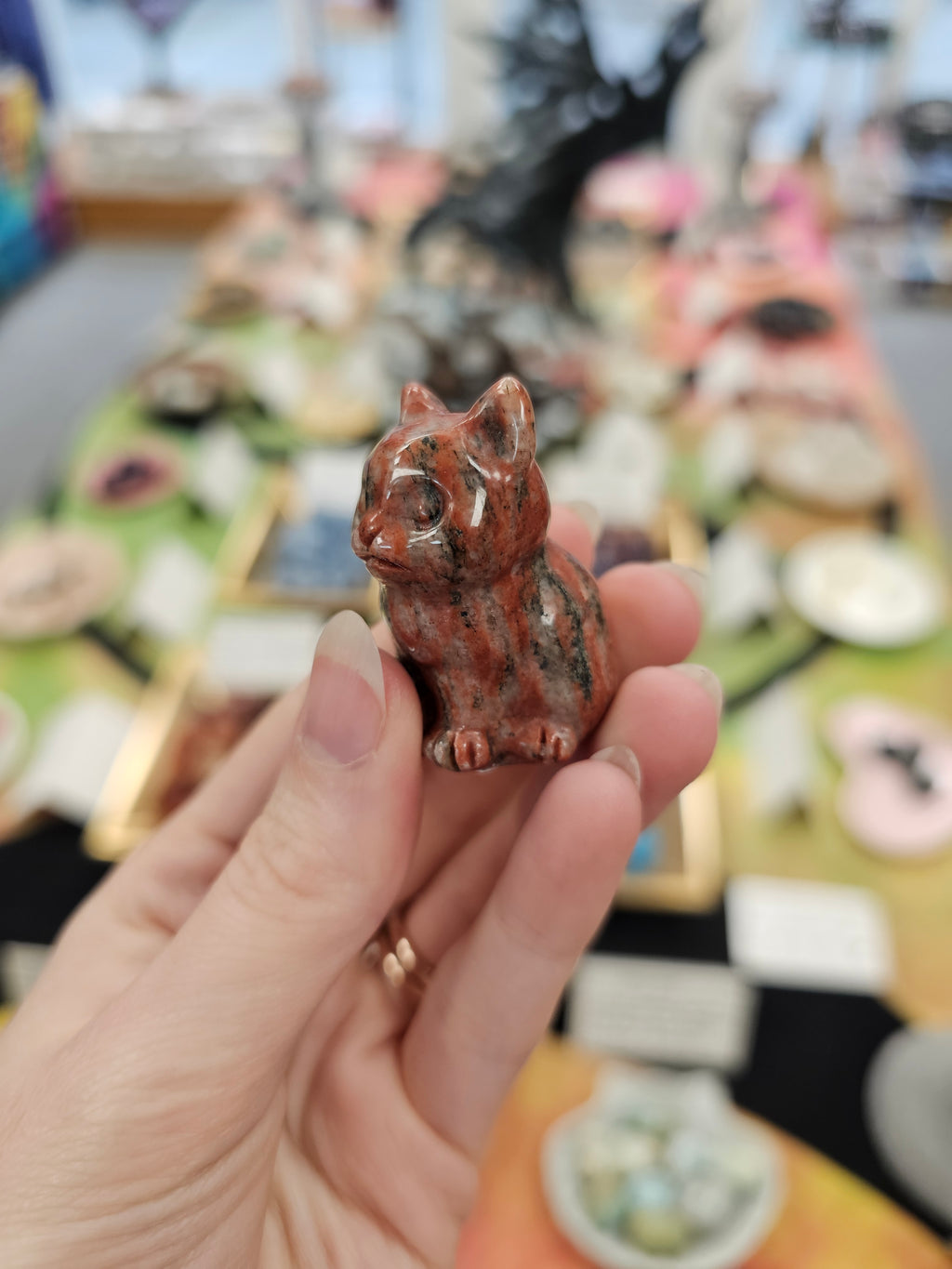 Poppy Jasper Cat Carving Carving