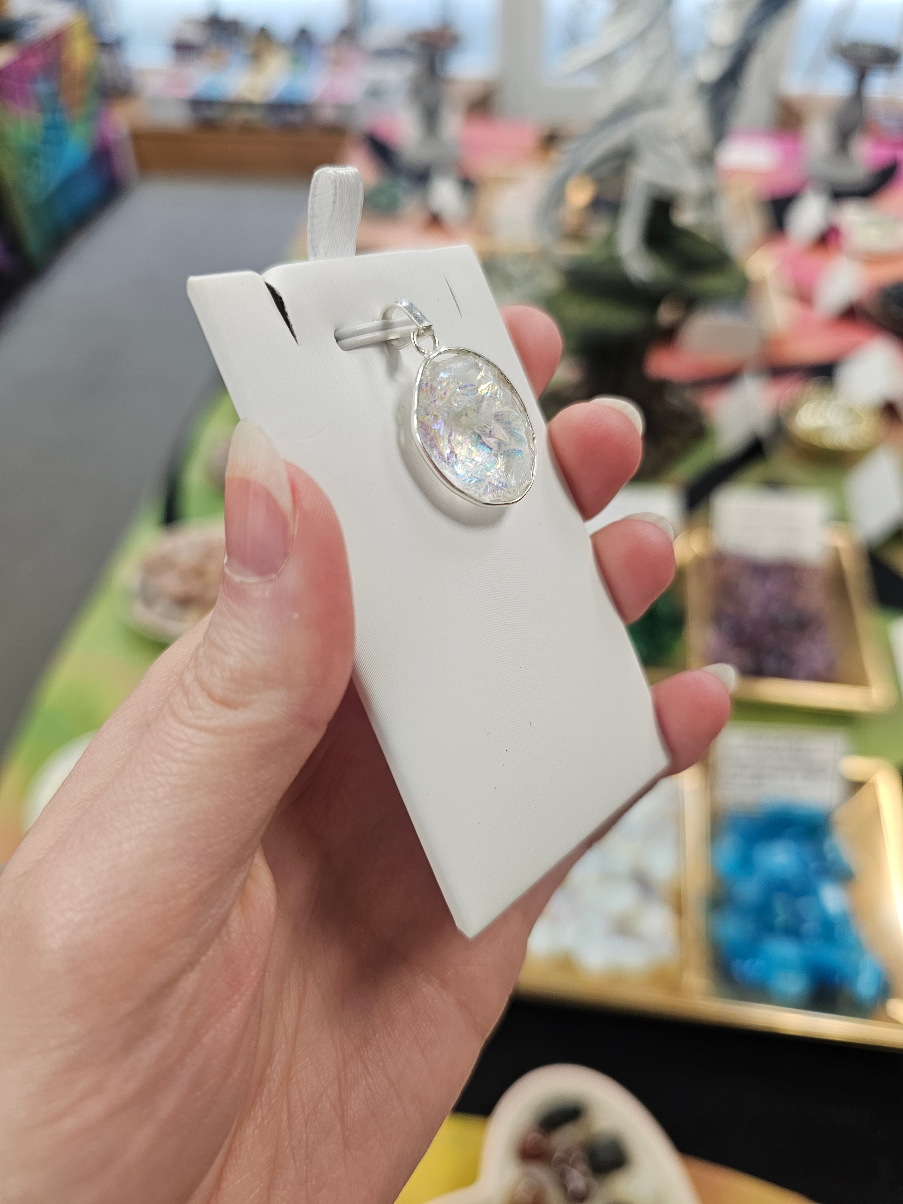 Angel Aura Quartz Crystal 925 Silver Raw Pendant