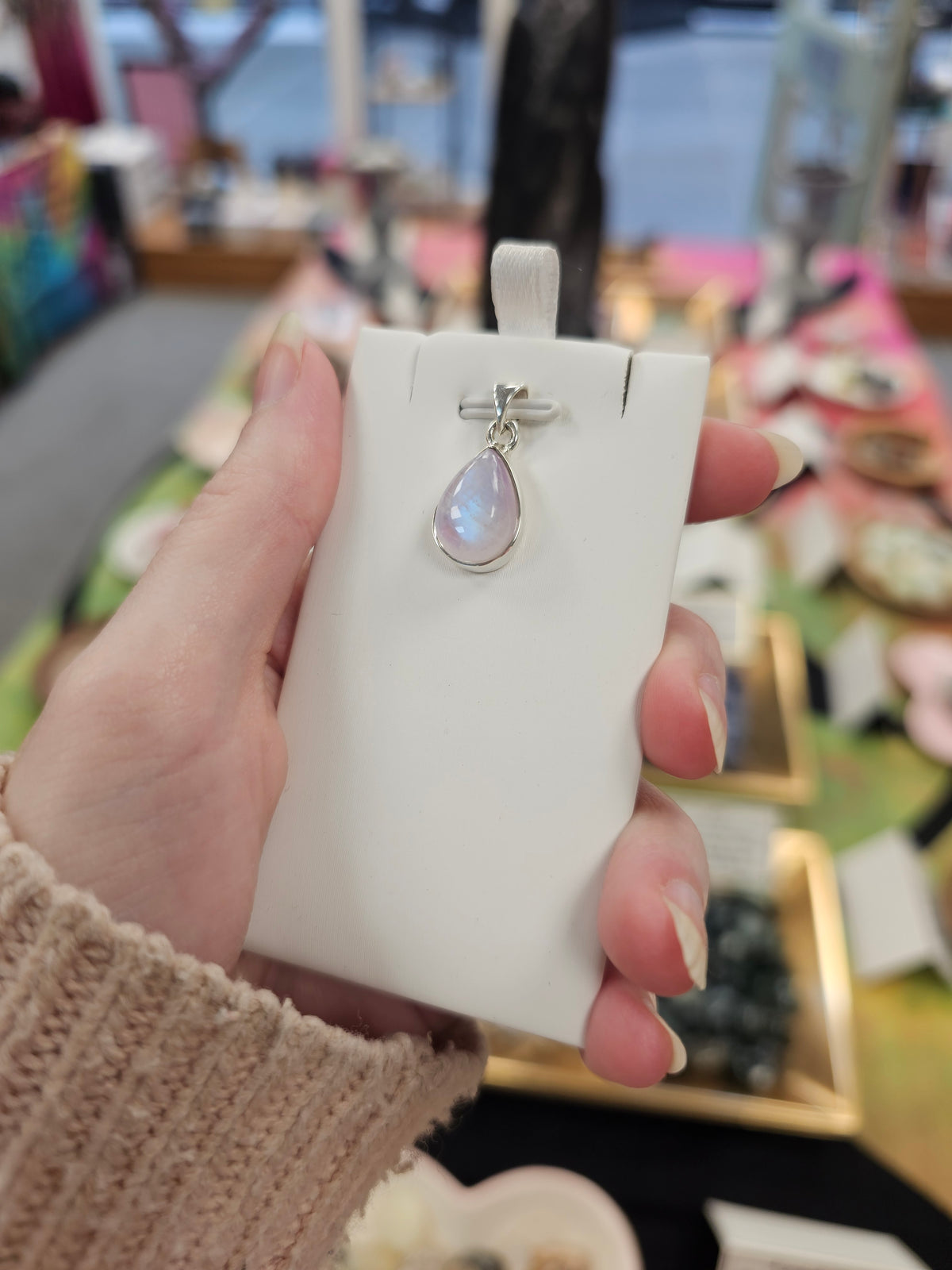 Pink Moonstone 925 Silver Crystal Pendant