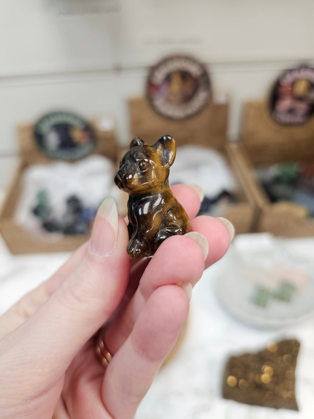 Tigers Eye Mini Frenchie Carving