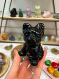 Obsidian Frenchie Crystal Carving