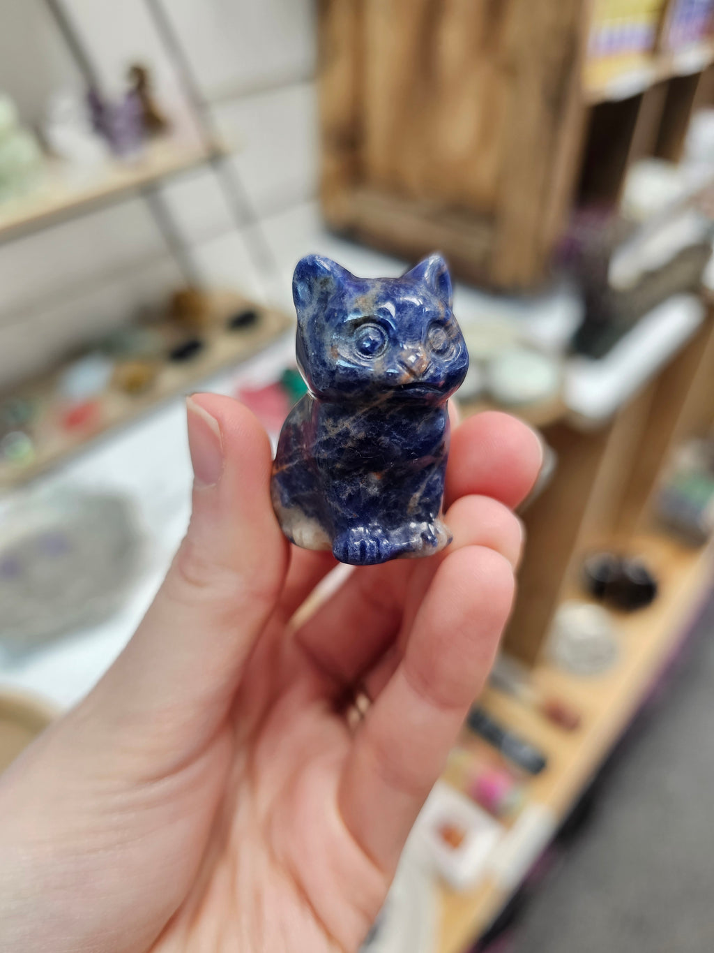 Sodalite Crystal Cat Carving