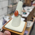 Carnelian 925 Silver Crystal Ring - Size Q