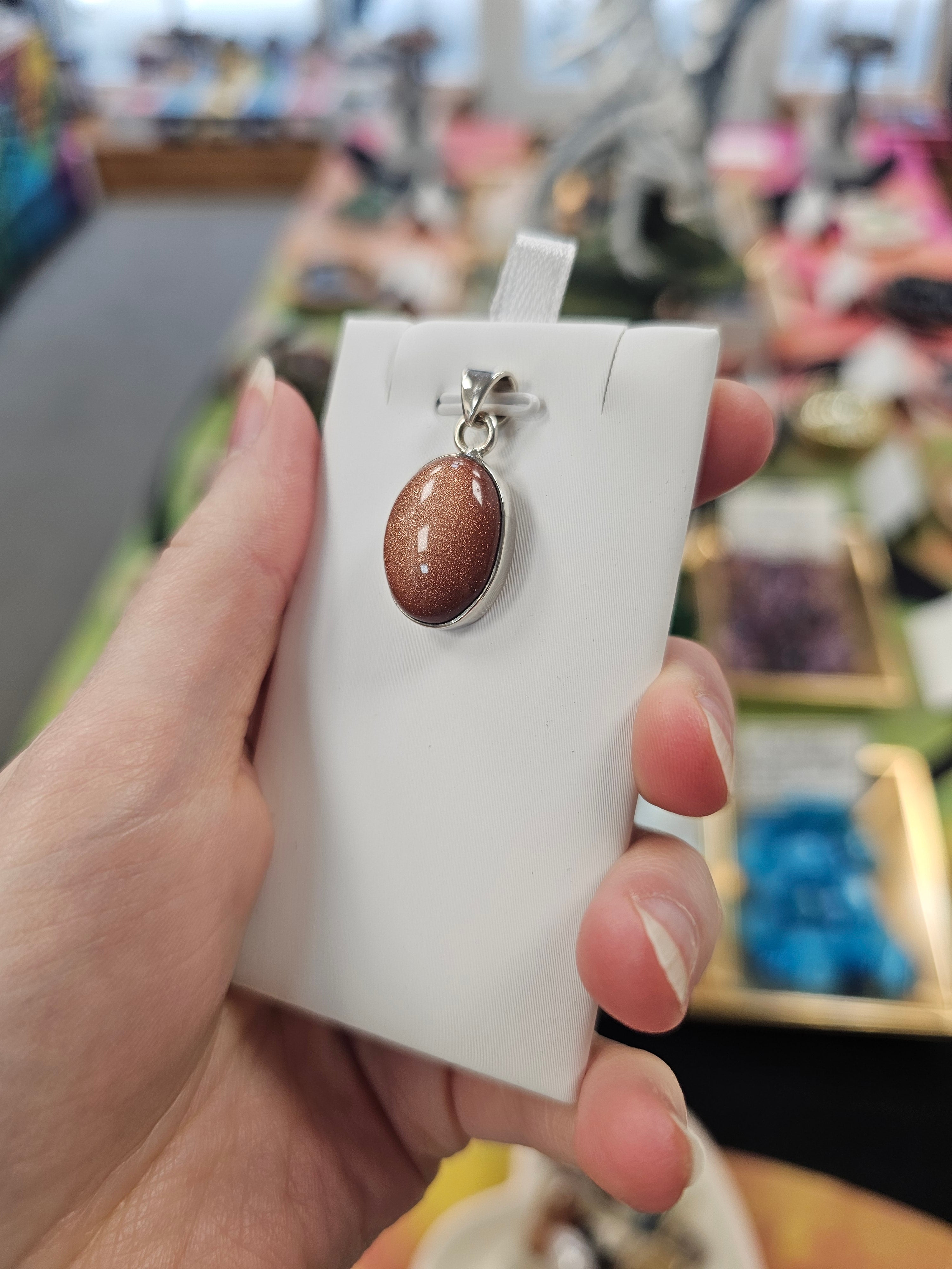 Goldstone Crystal 925 Silver Pendant