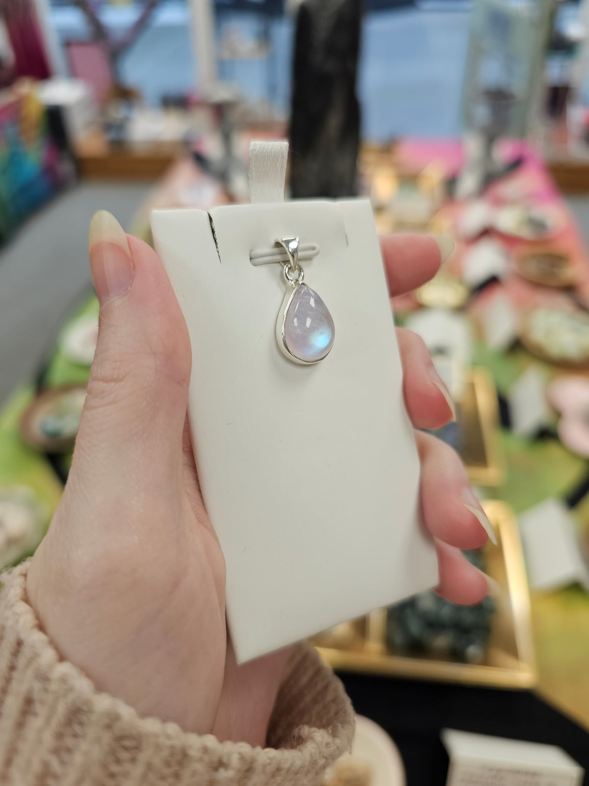 Pink Moonstone 925 Silver Crystal Pendant
