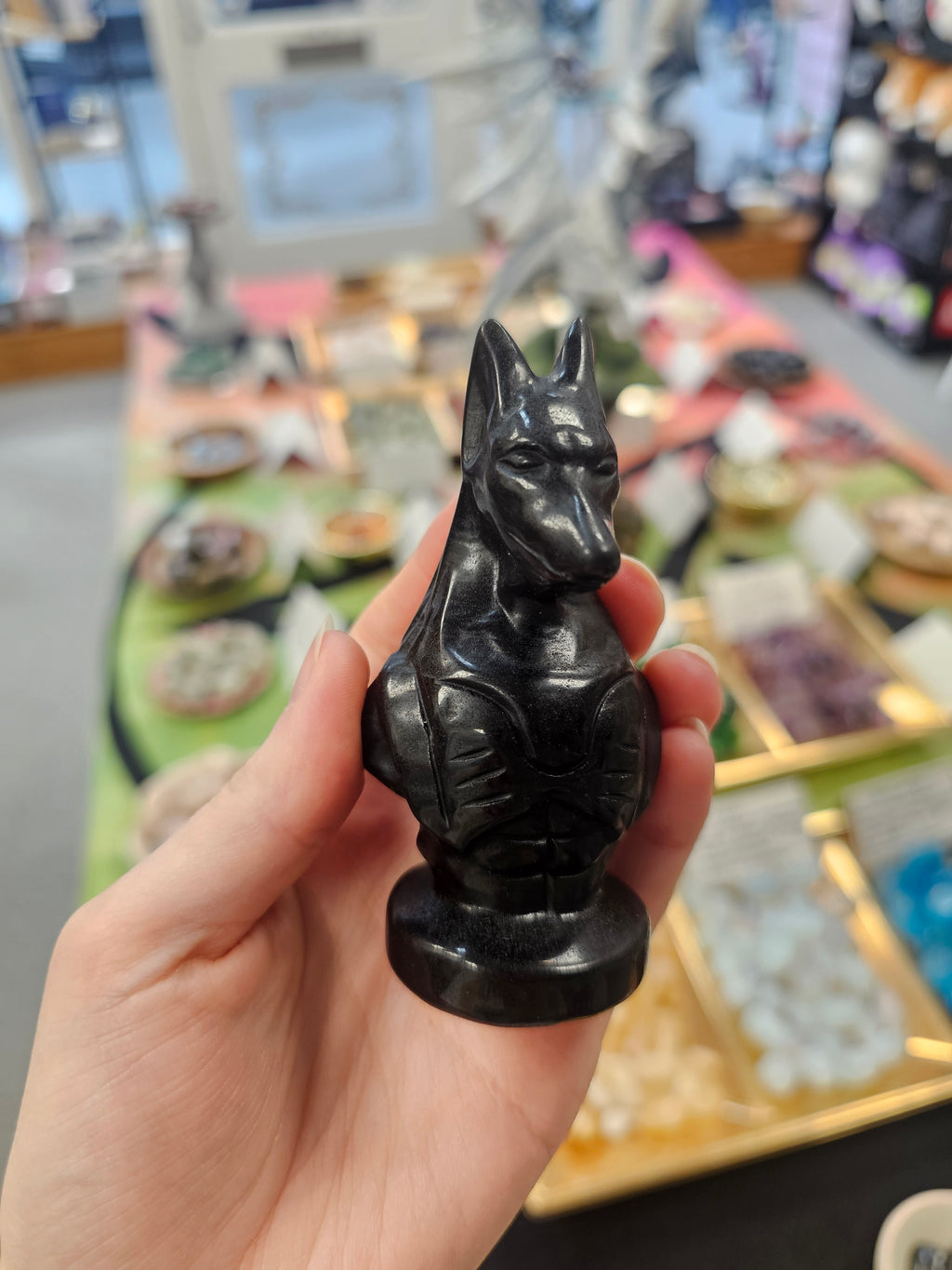 Annubis Obsidian Crystal Carving