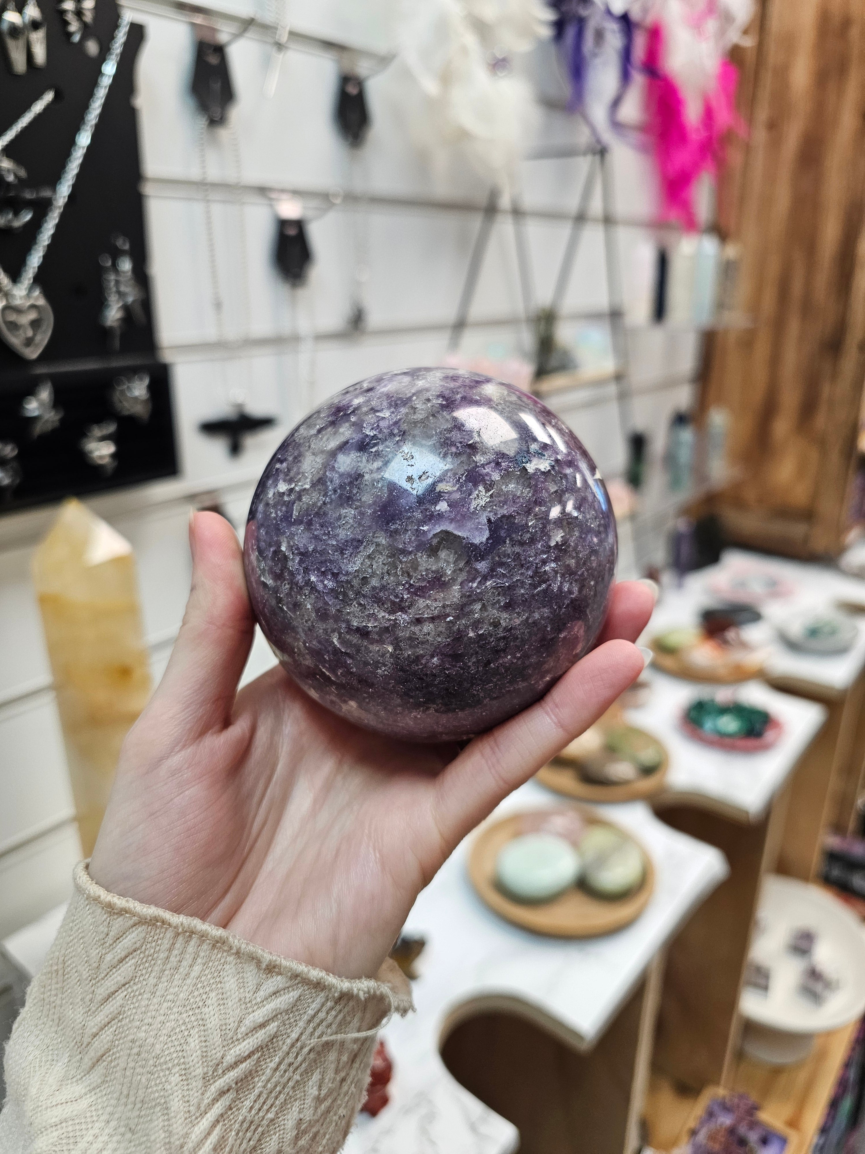 Lepidolite Crystal Sphere