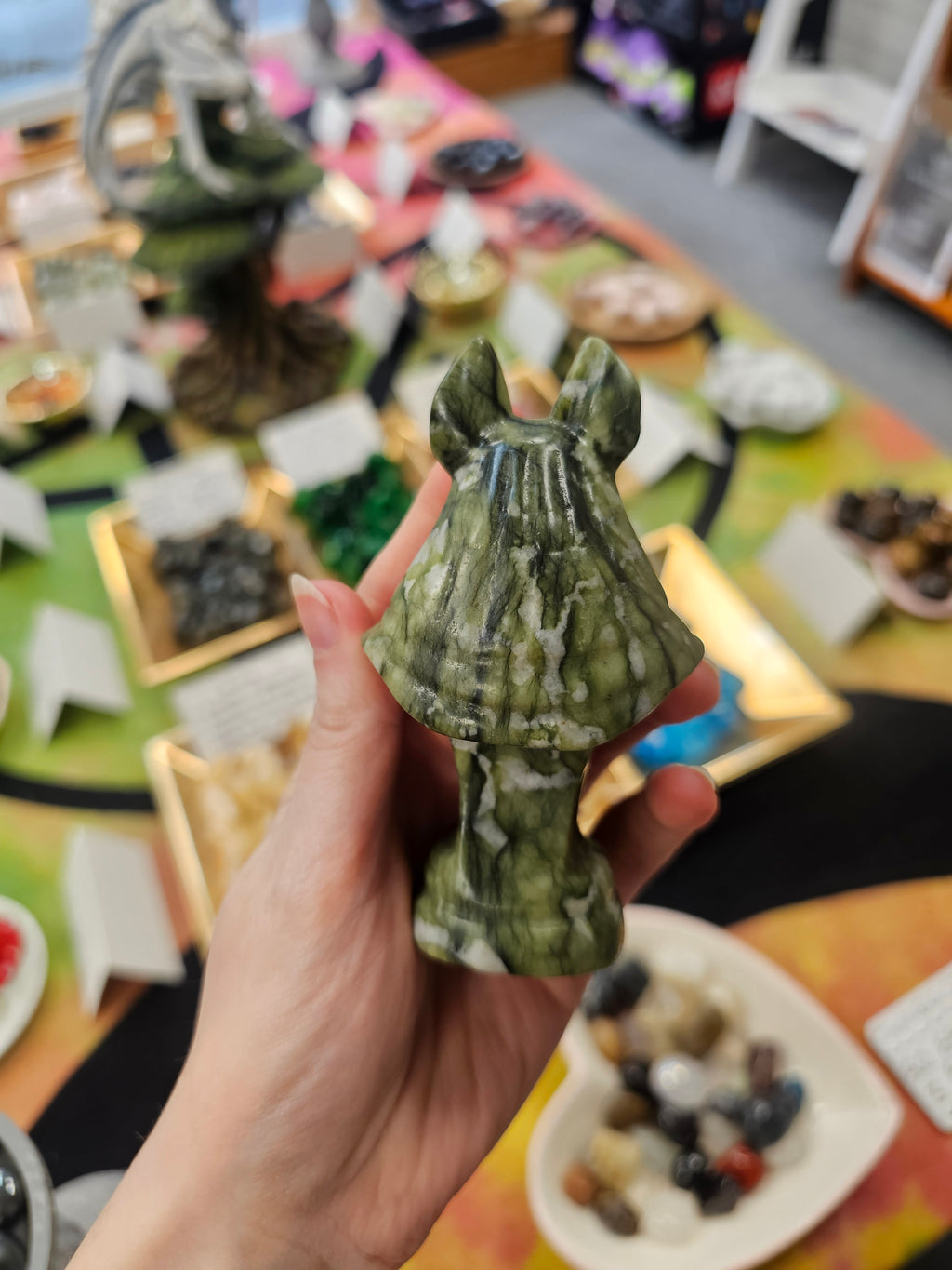Serpentine Annubis Crystal Carving