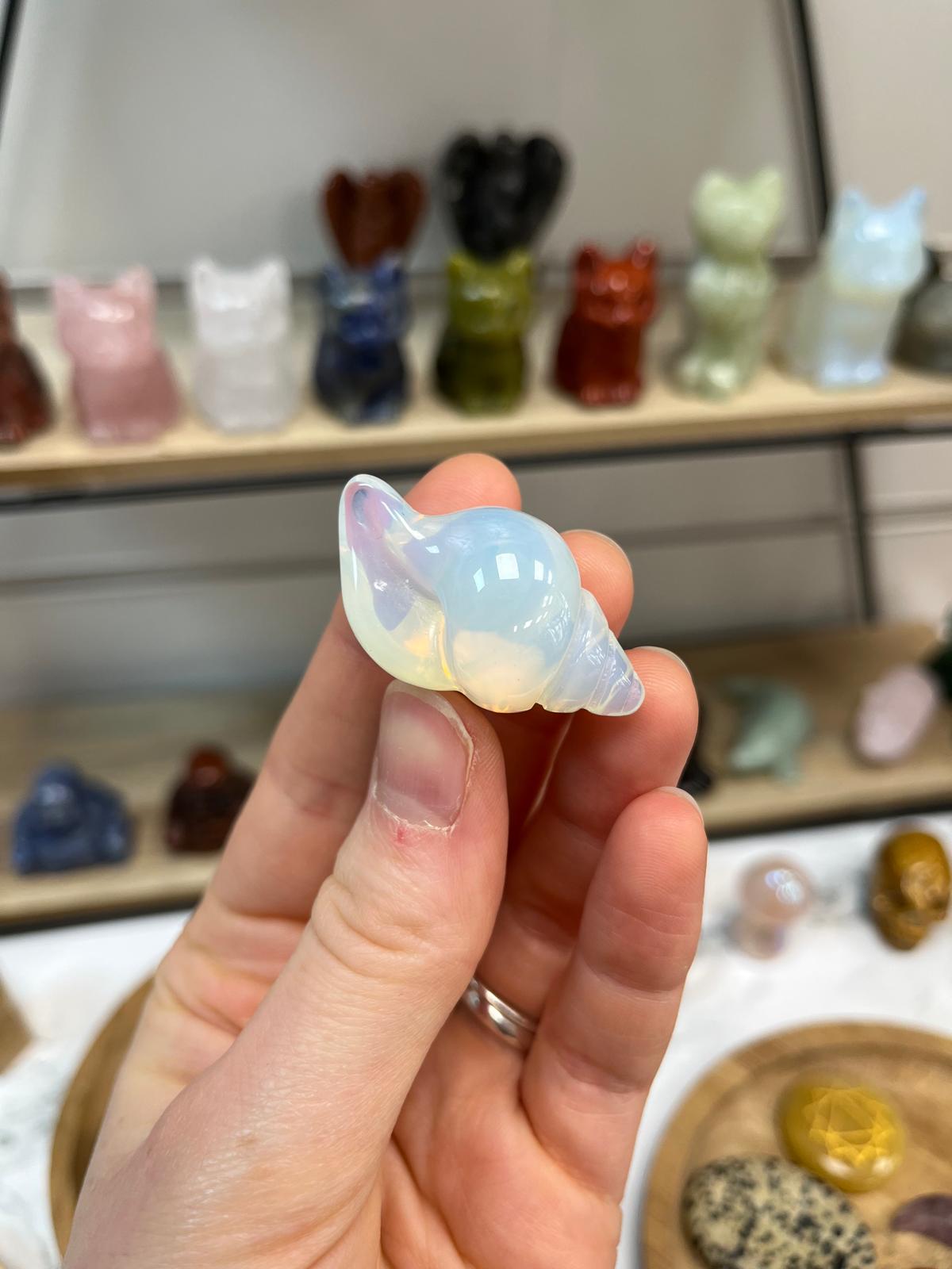 Opalite Crystal Shell Carving