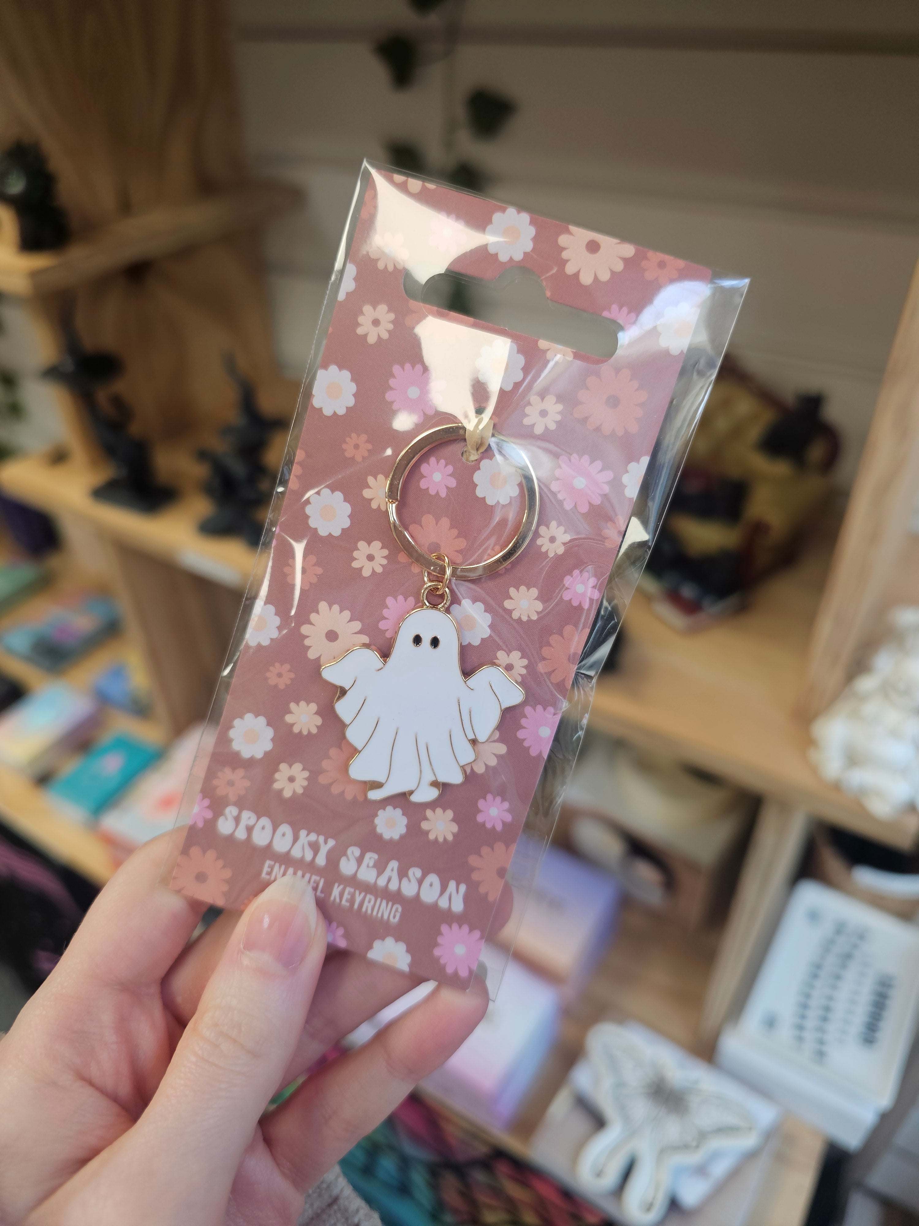 Groovy Ghost Enamel Keyring
