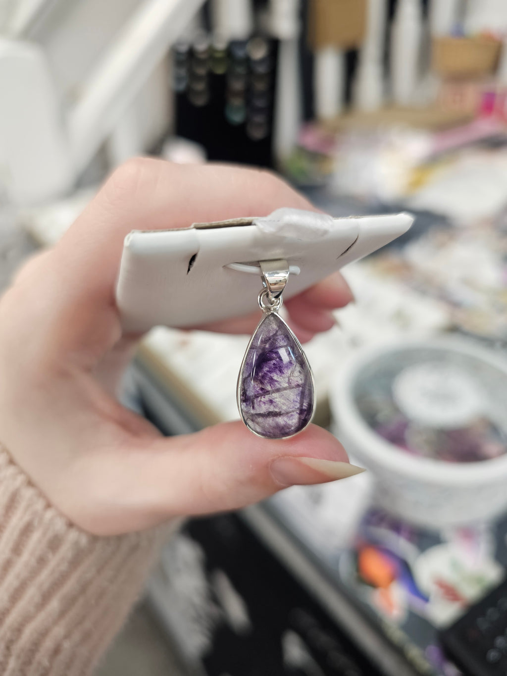 Blue John 925 Silver Crystal Pendant